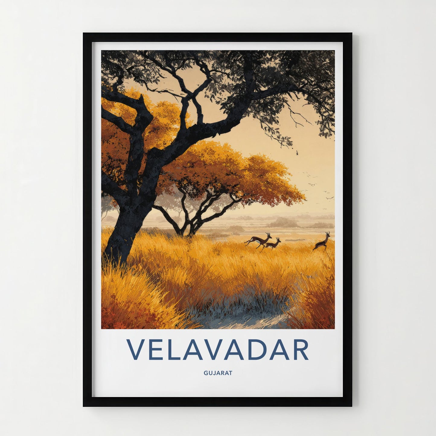Velavadar Poster - India Travel Art - Gujarat Golden Grass Home Decor