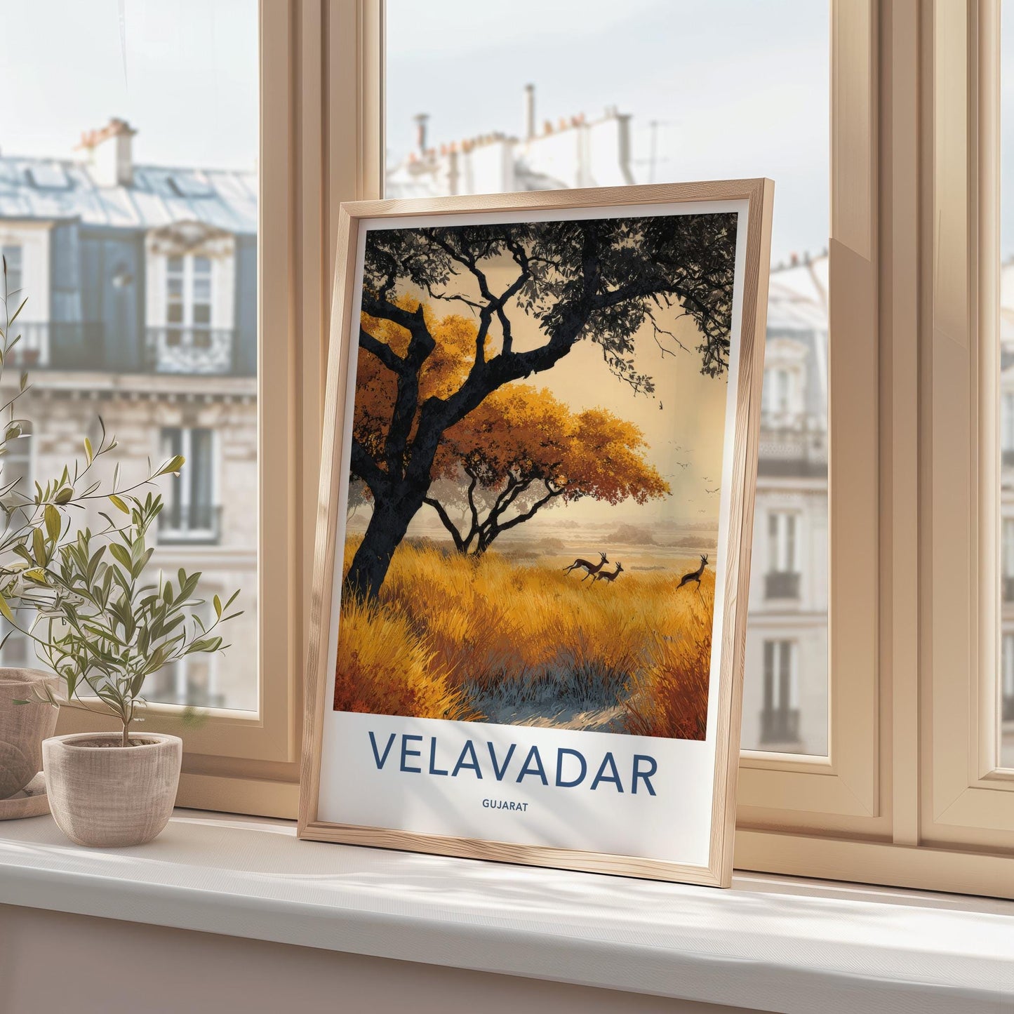 Velavadar Poster - India Travel Art - Gujarat Golden Grass Home Decor