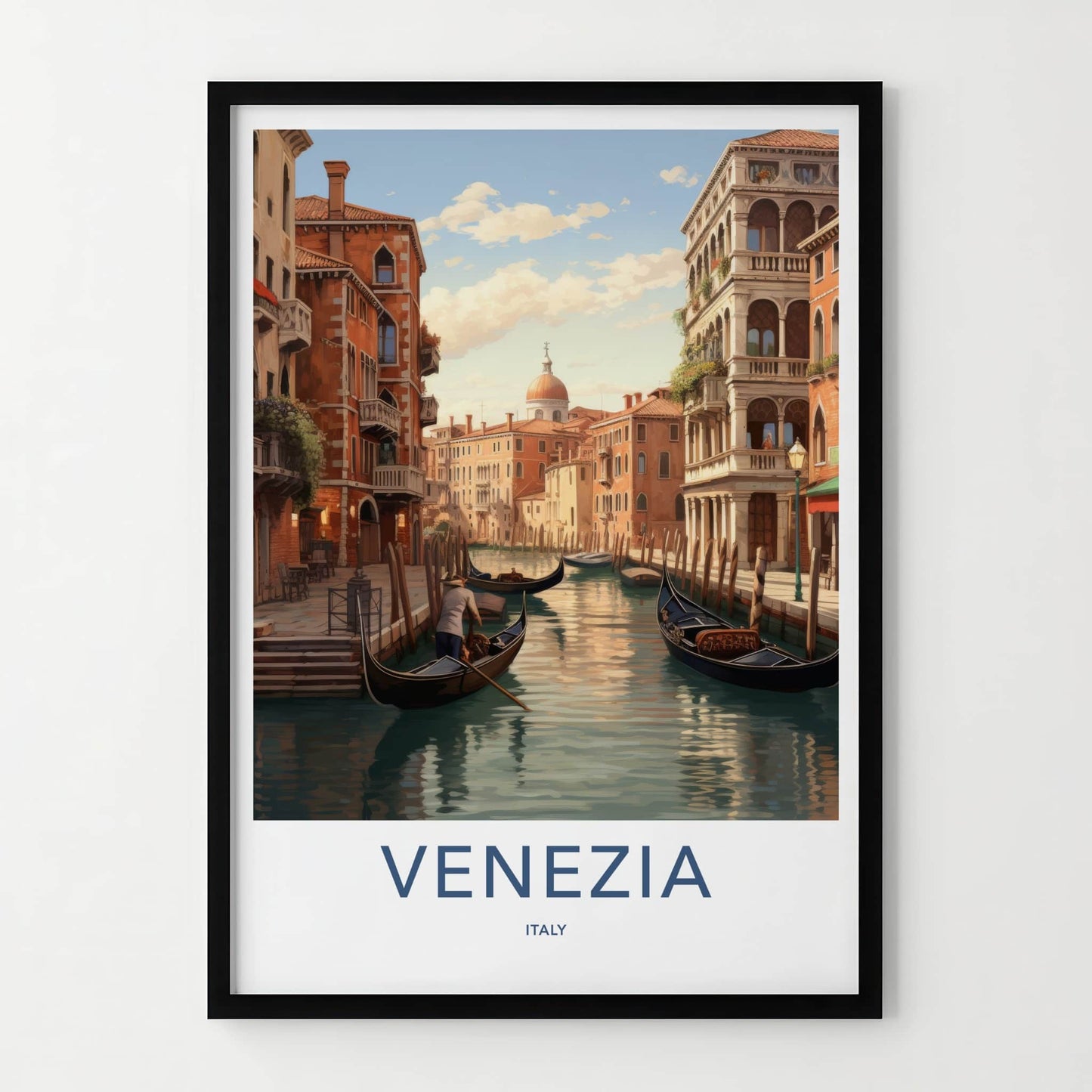 Venezia Poster - Italy Travel Art - Historic Canal Gondolas Home Decor