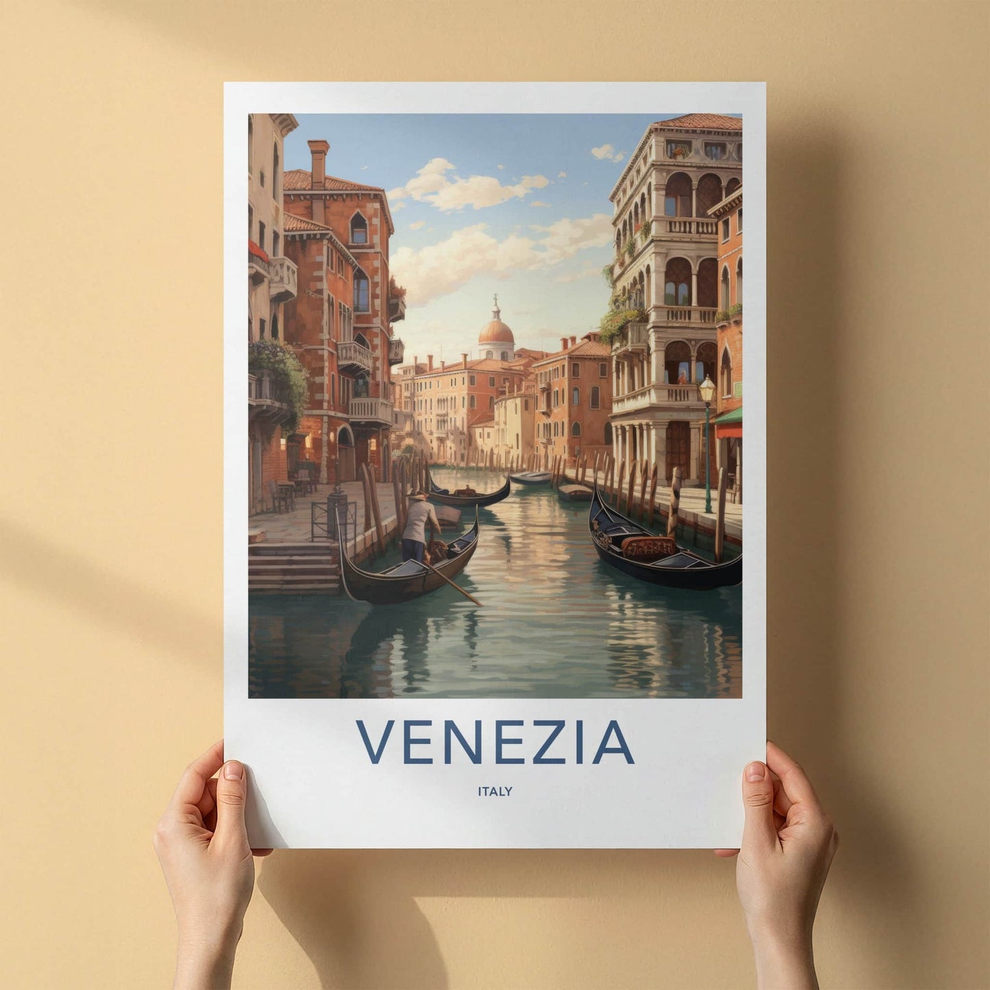 Venezia Poster - Italy Travel Art - Historic Canal Gondolas Home Decor