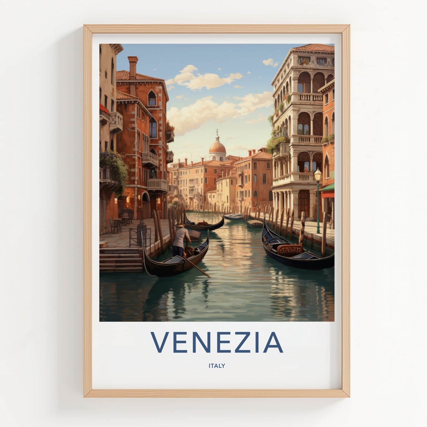 Venezia Poster - Italy Travel Art - Historic Canal Gondolas Home Decor
