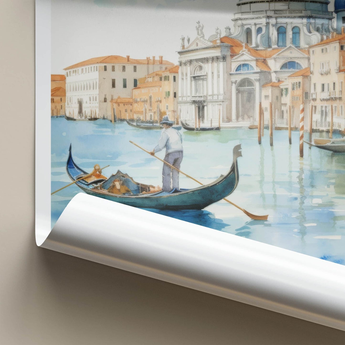 Venice Poster - Italy Framed Print - Gondola Dome Waters Framed Decor