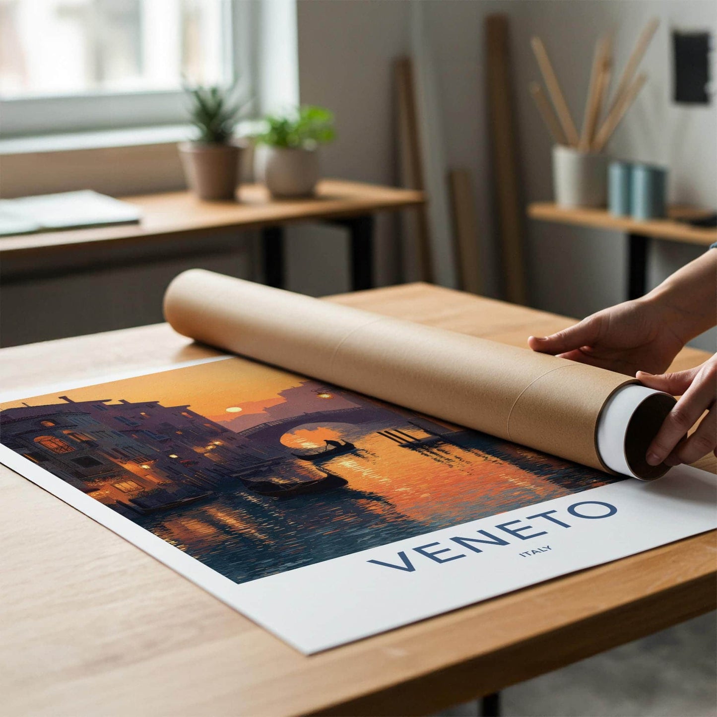Venice Poster - Italy Framed Print - Reflecting Sunset Waters Lounge Decor