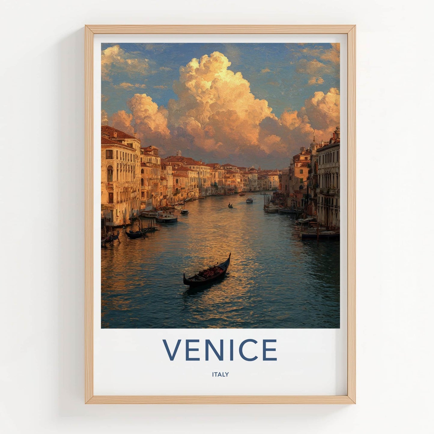 Venice Poster - Italy Travel Art - Cloudy Canal Scene Home Decor