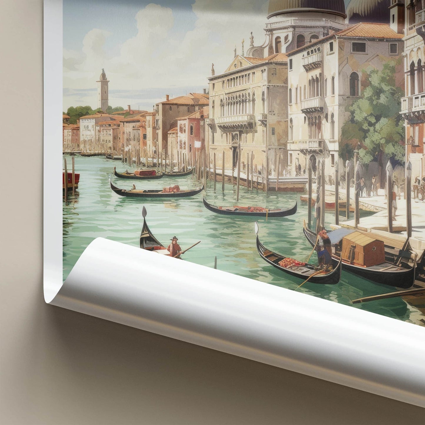 Venice Poster - Italy Travel Art - Historic Canal Gondolas Home Decor