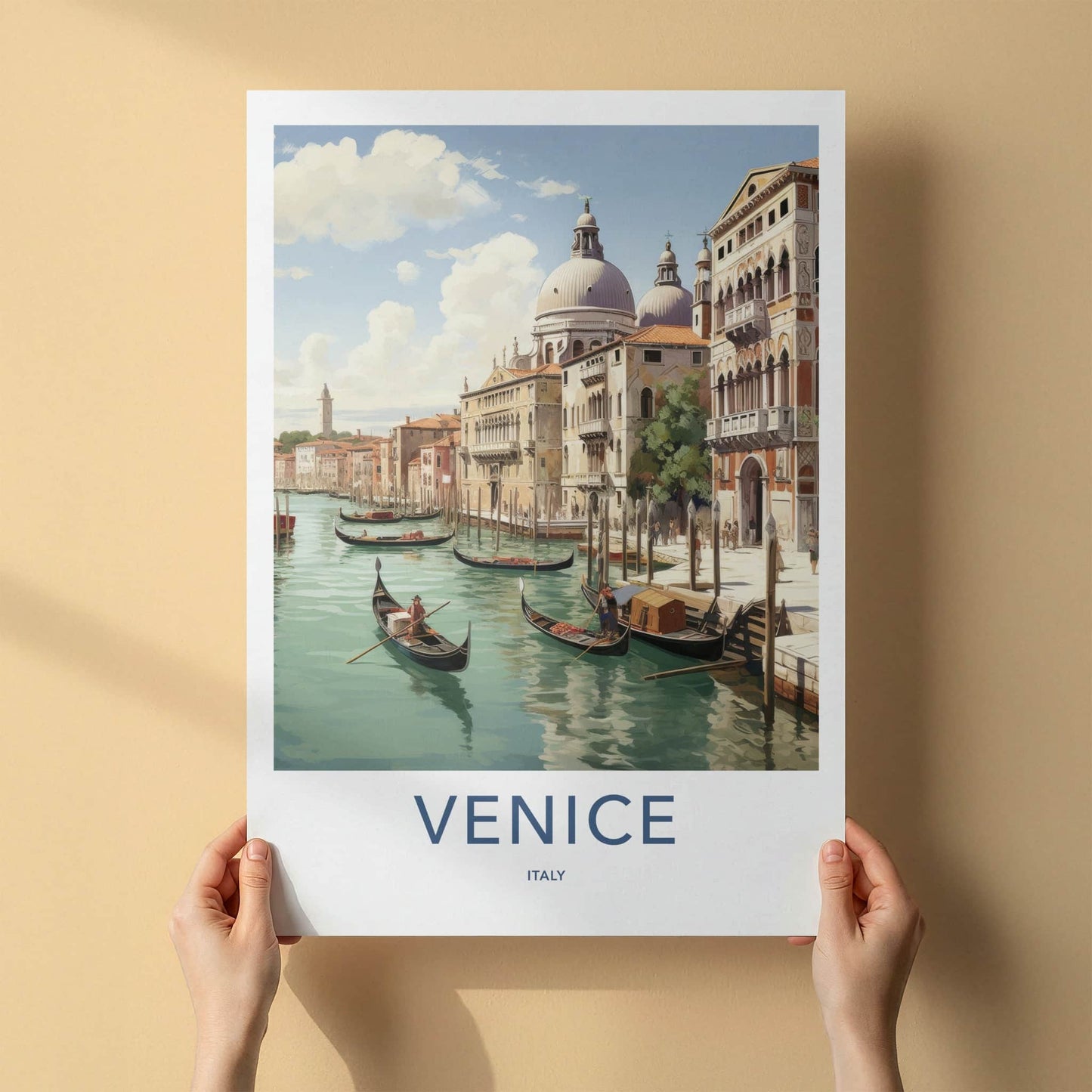 Venice Poster - Italy Travel Art - Historic Canal Gondolas Home Decor