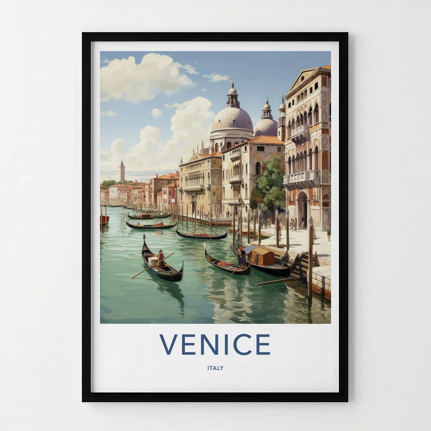 Venice Poster - Italy Travel Art - Historic Canal Gondolas Home Decor