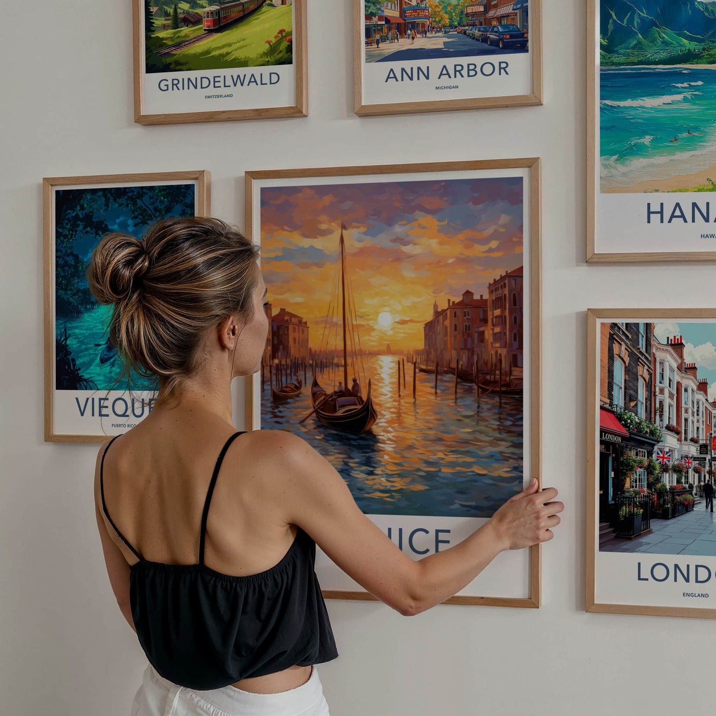 Venice Poster - Italy Wall Art - Gondola Sunset Canal Home Decor