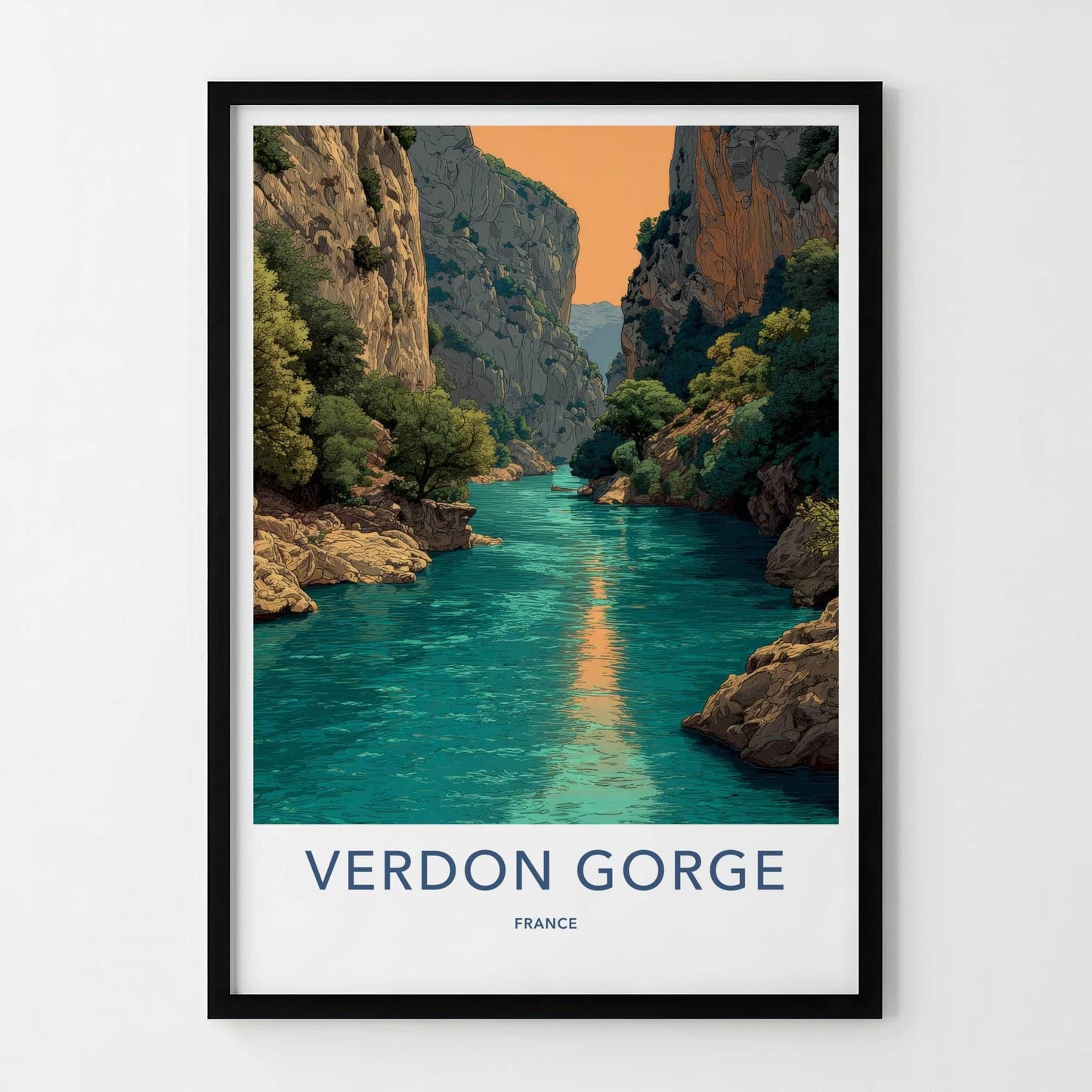 VERDON GORGE Poster - France Travel Art - Turquoise River Canyon Home Decor