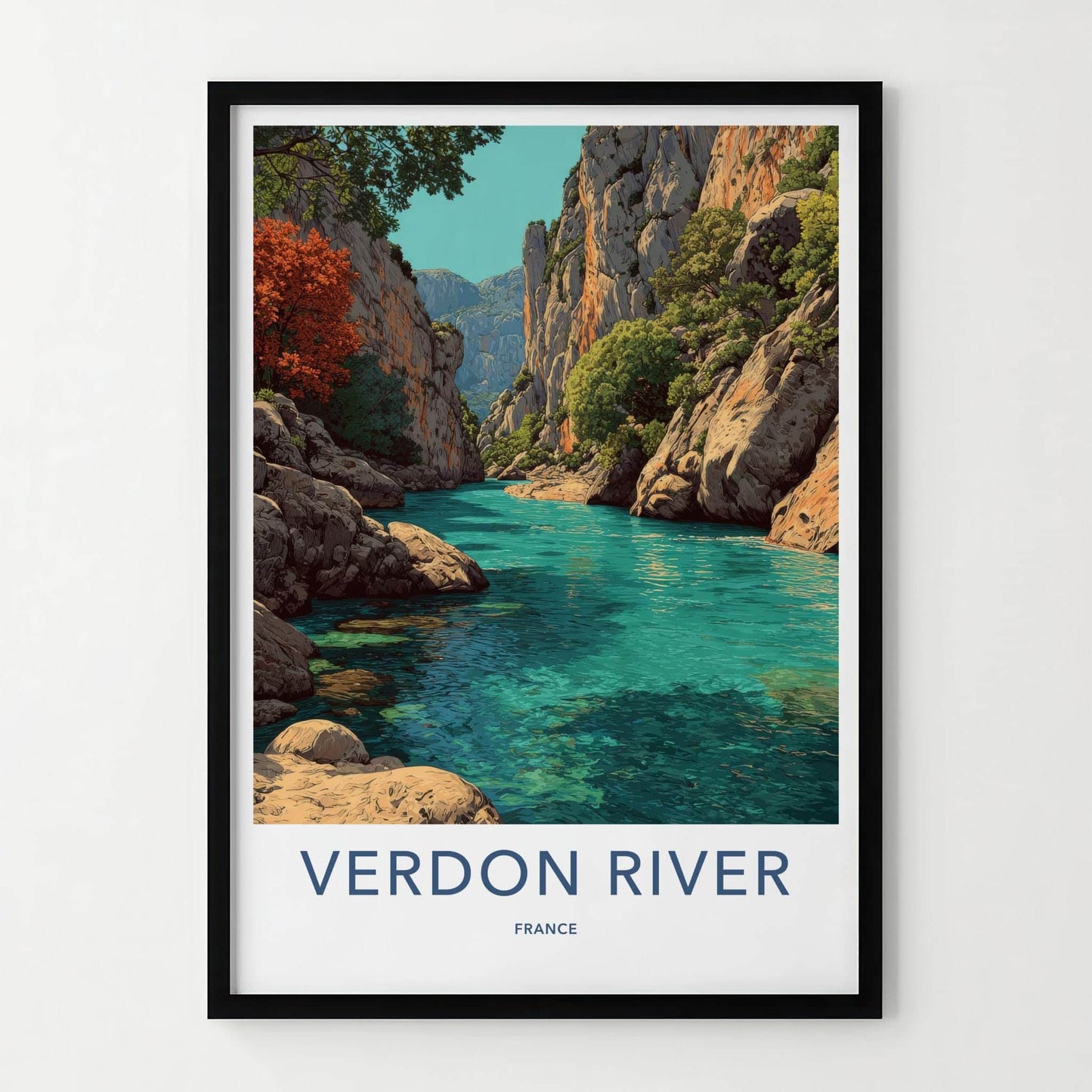 Verdon River Poster - France Travel Art - Emerald River Canyon Home Decor