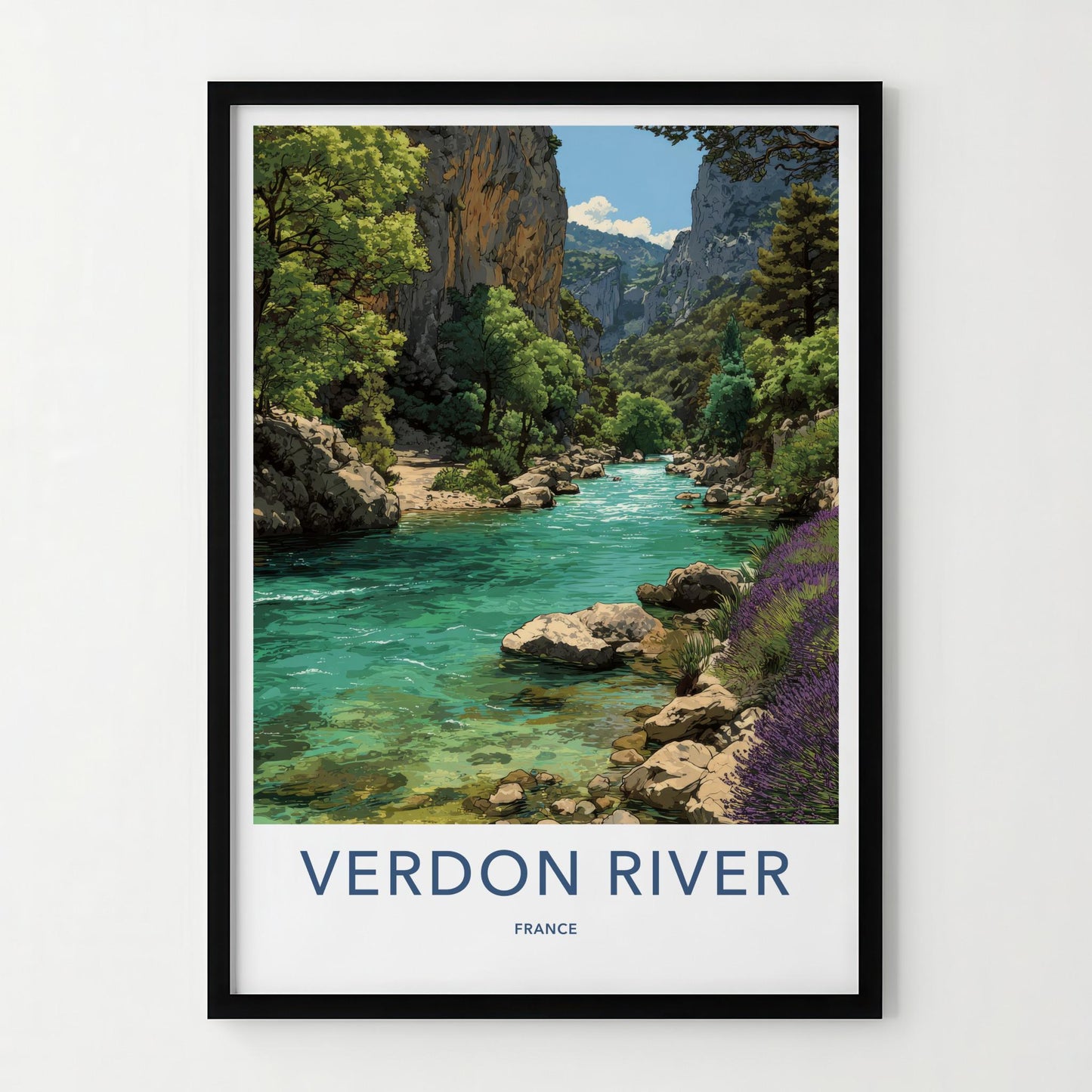 Verdon River Poster - France Travel Art - Turquoise Gorge Lavender Wall Decor