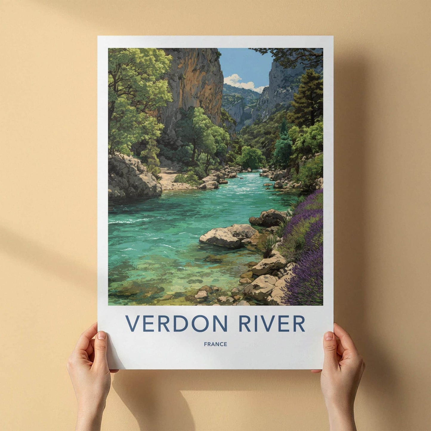 Verdon River Poster - France Travel Art - Turquoise Gorge Lavender Wall Decor