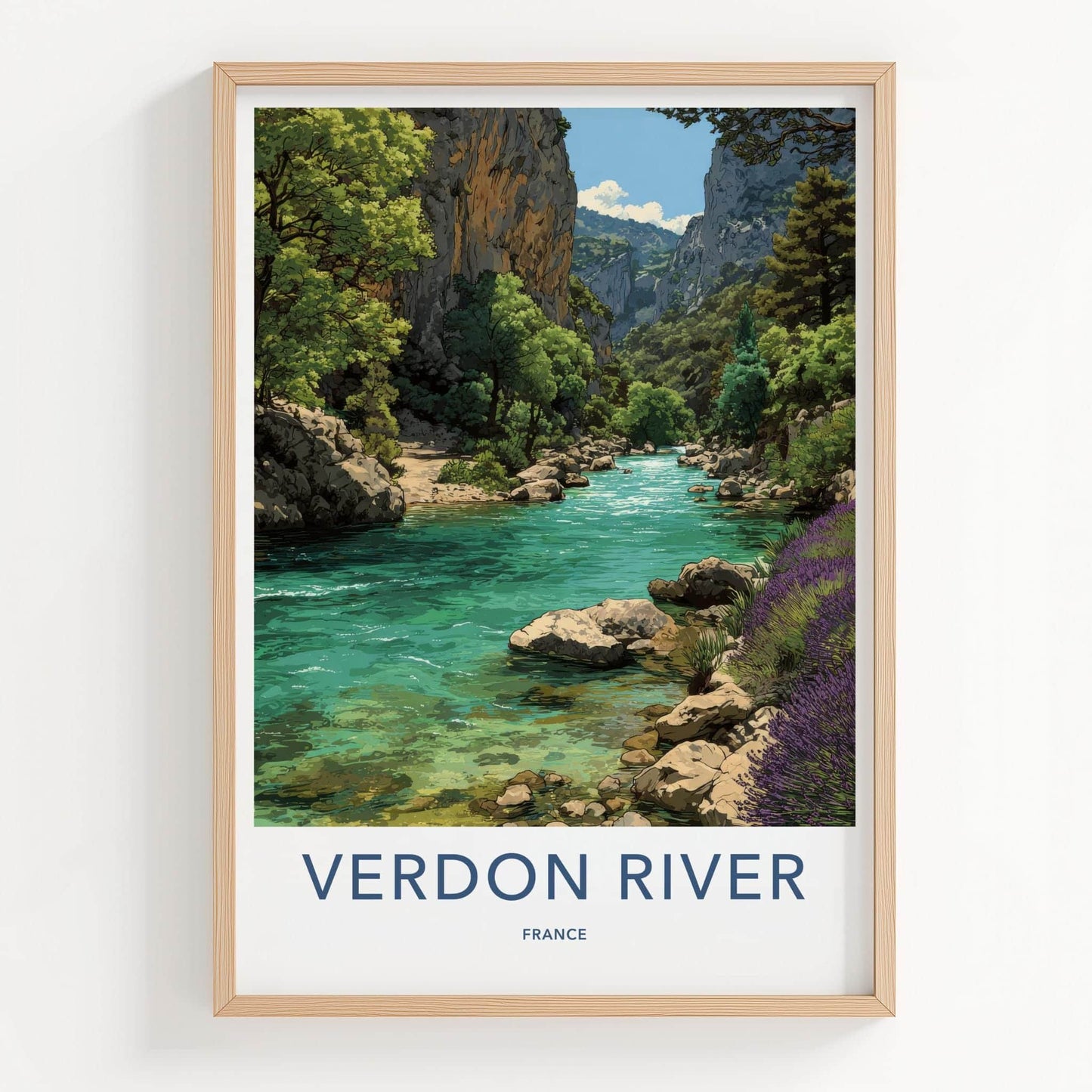 Verdon River Poster - France Travel Art - Turquoise Gorge Lavender Wall Decor
