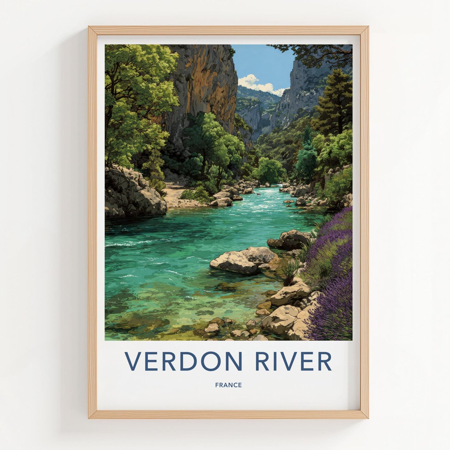 Verdon River Poster - France Travel Art - Turquoise Gorge Lavender Wall Decor
