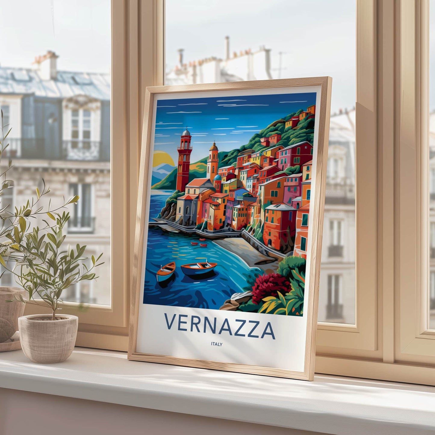 Vernazza Poster - Italy Travel Art - Vibrant Coastal Village Wall Decor