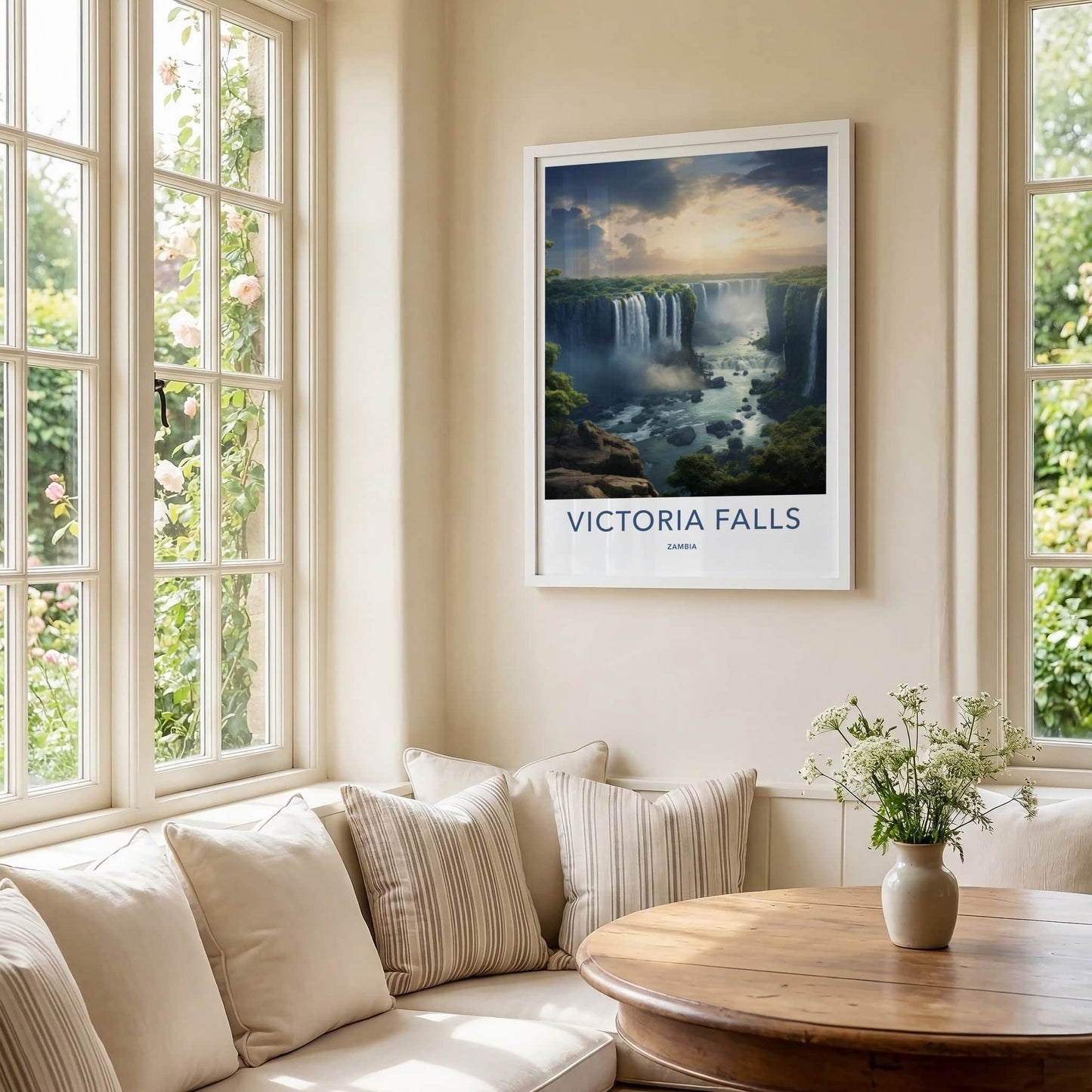 Victoria Falls Poster - Zambia Travel Art - Lush River Canyon Home Decor