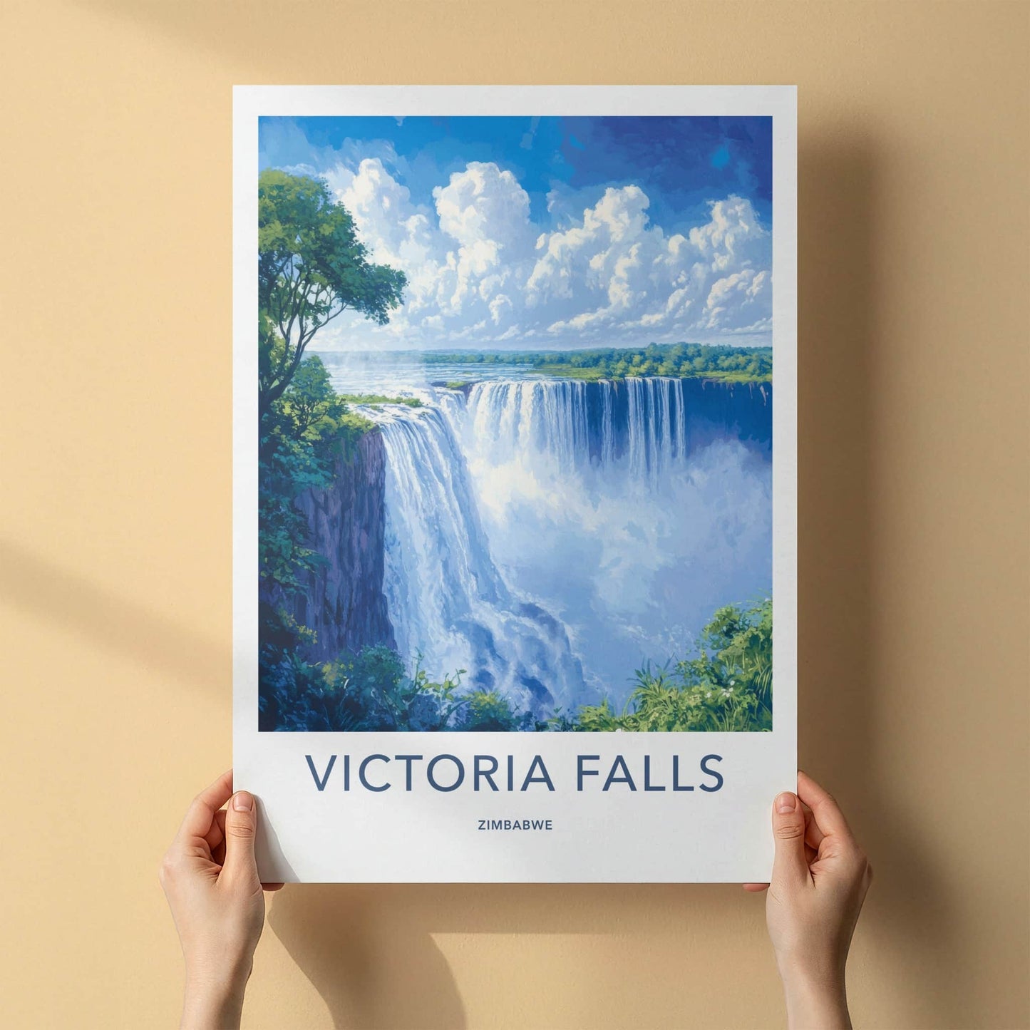 Victoria Falls Poster - Zimbabwe Travel Art - Grand Waterfall Vista Home Decor