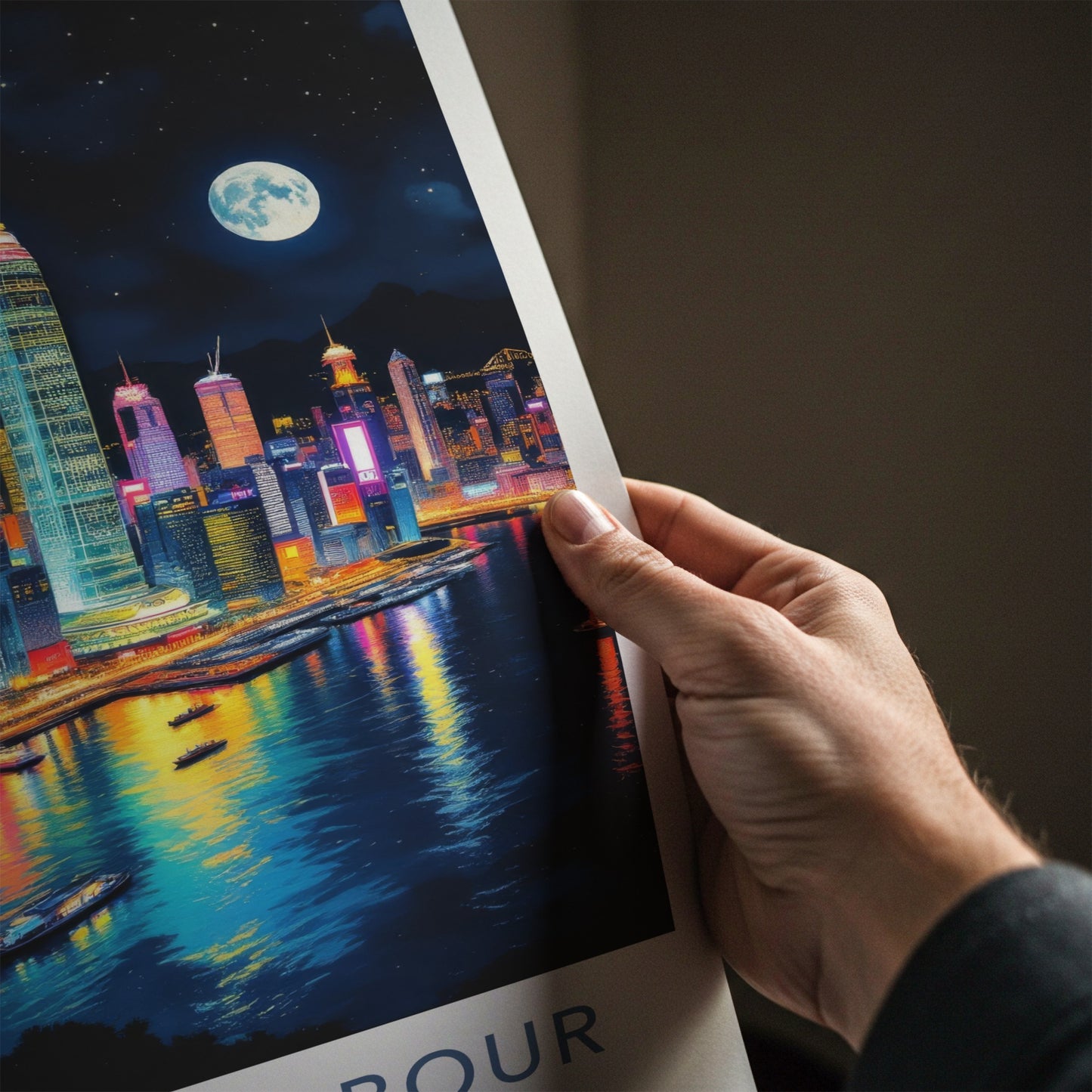 Victoria Harbour Poster - Hong Kong Art Print - Vibrant City Lights Home Decor