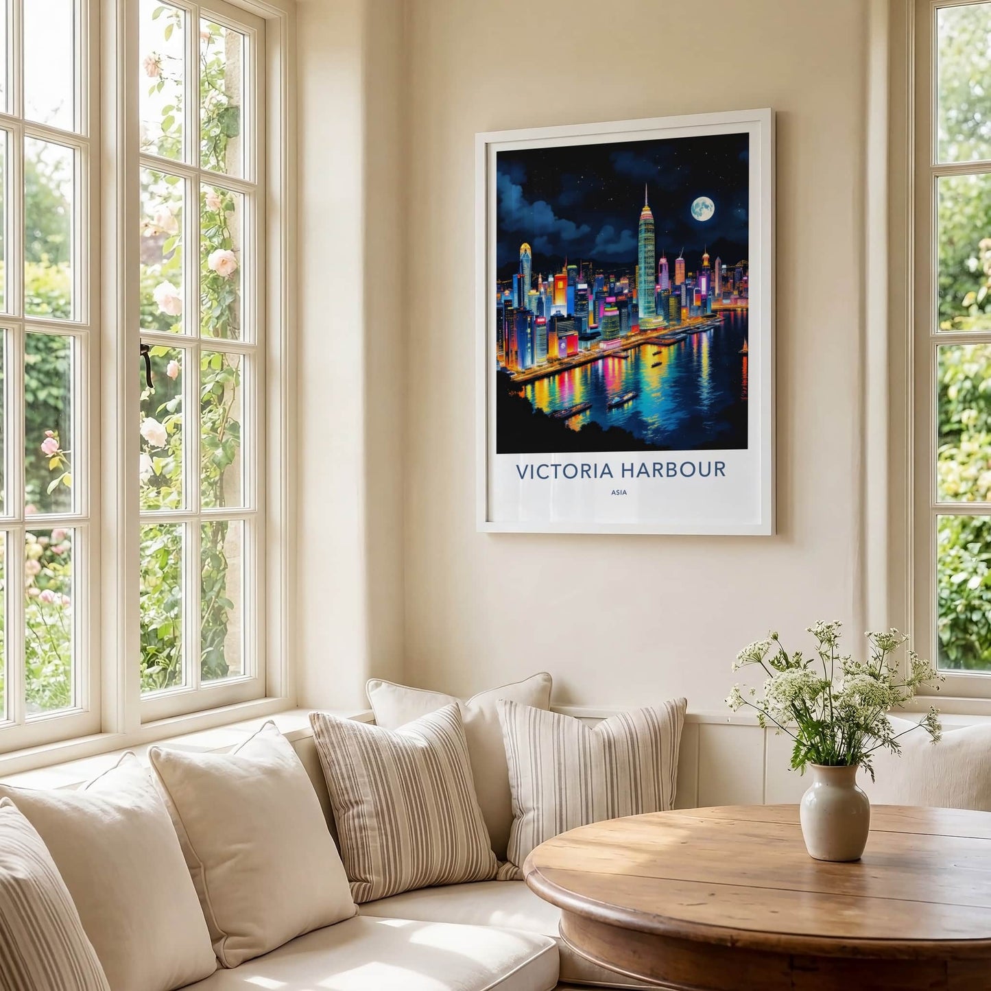 Victoria Harbour Poster - Hong Kong Art Print - Vibrant City Lights Home Decor