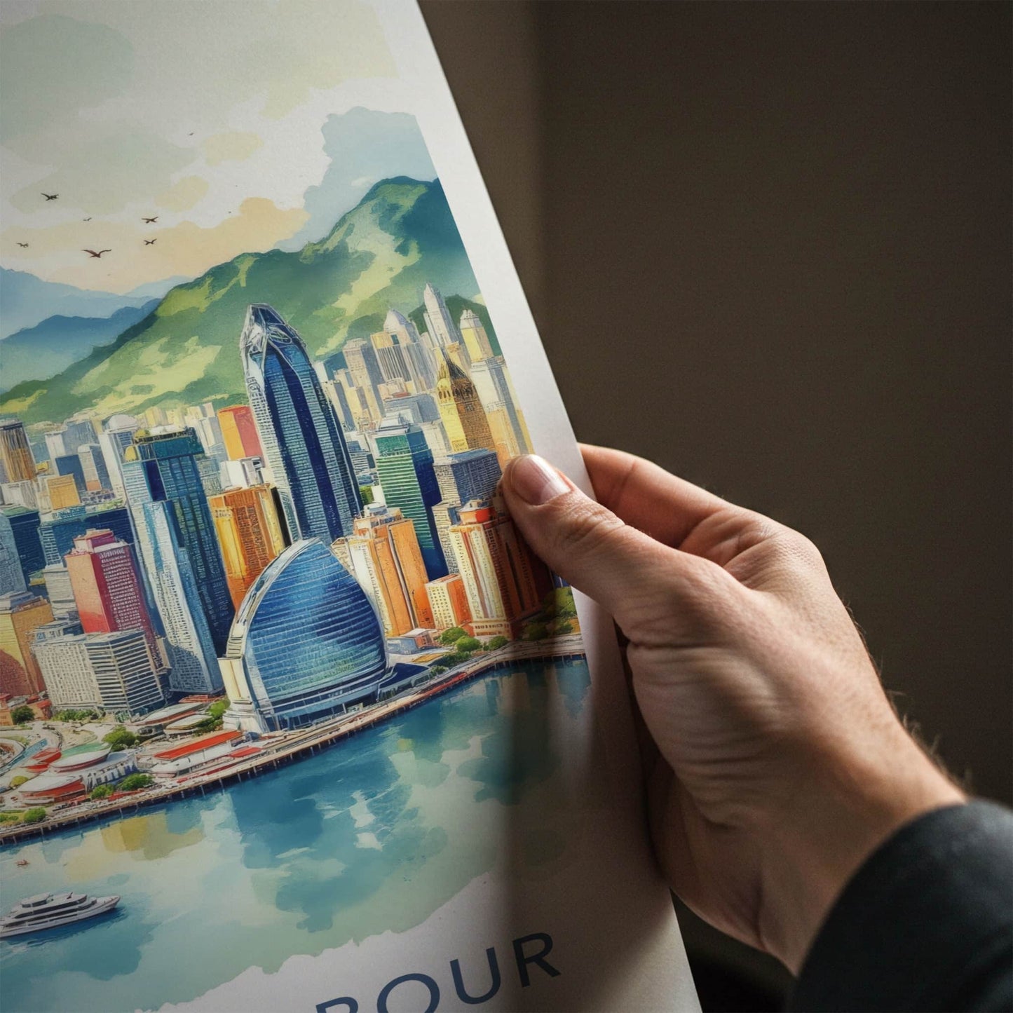 Victoria Harbour Poster - Hong Kong Travel Art - Vibrant City Harbor Home Decor