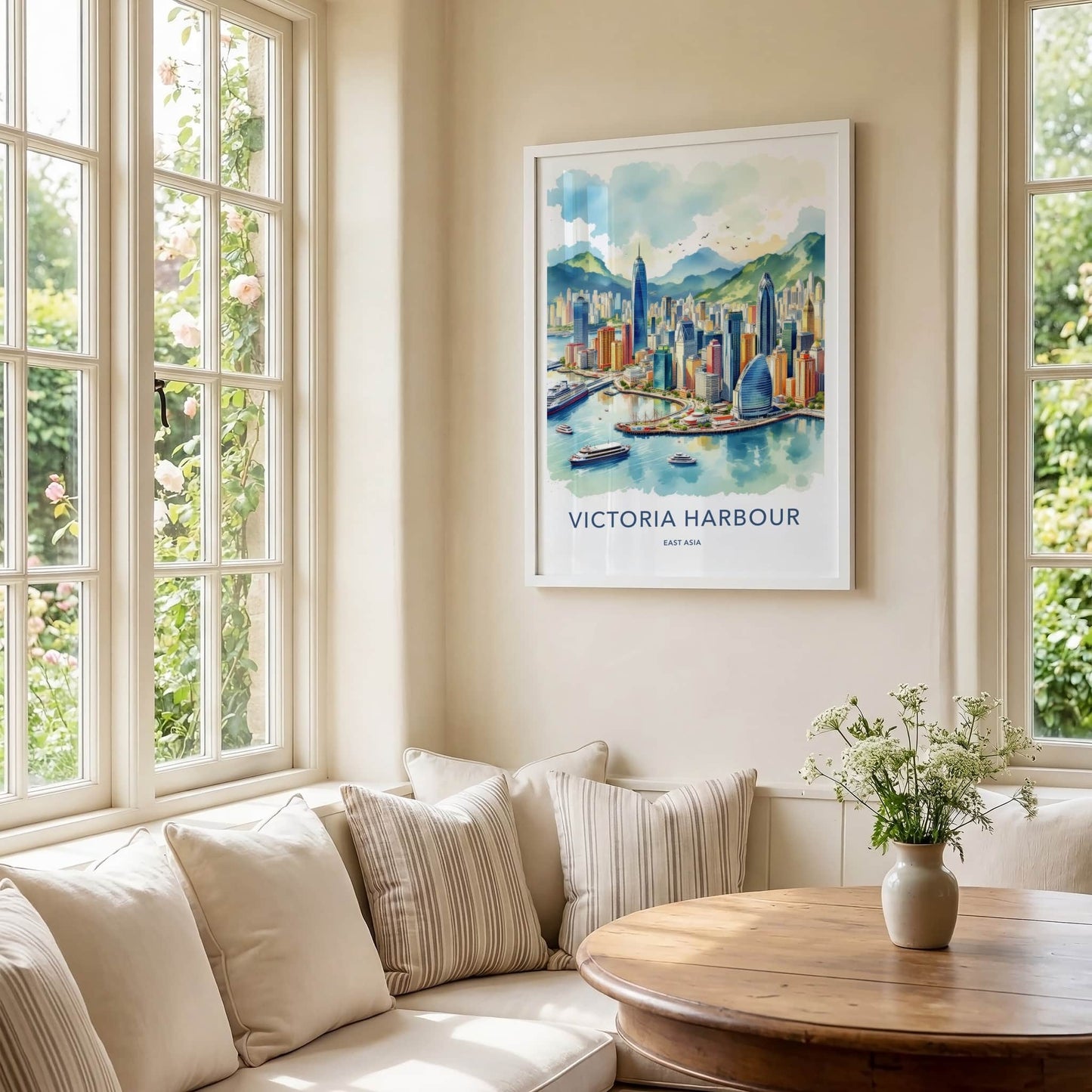 Victoria Harbour Poster - Hong Kong Travel Art - Vibrant City Harbor Home Decor