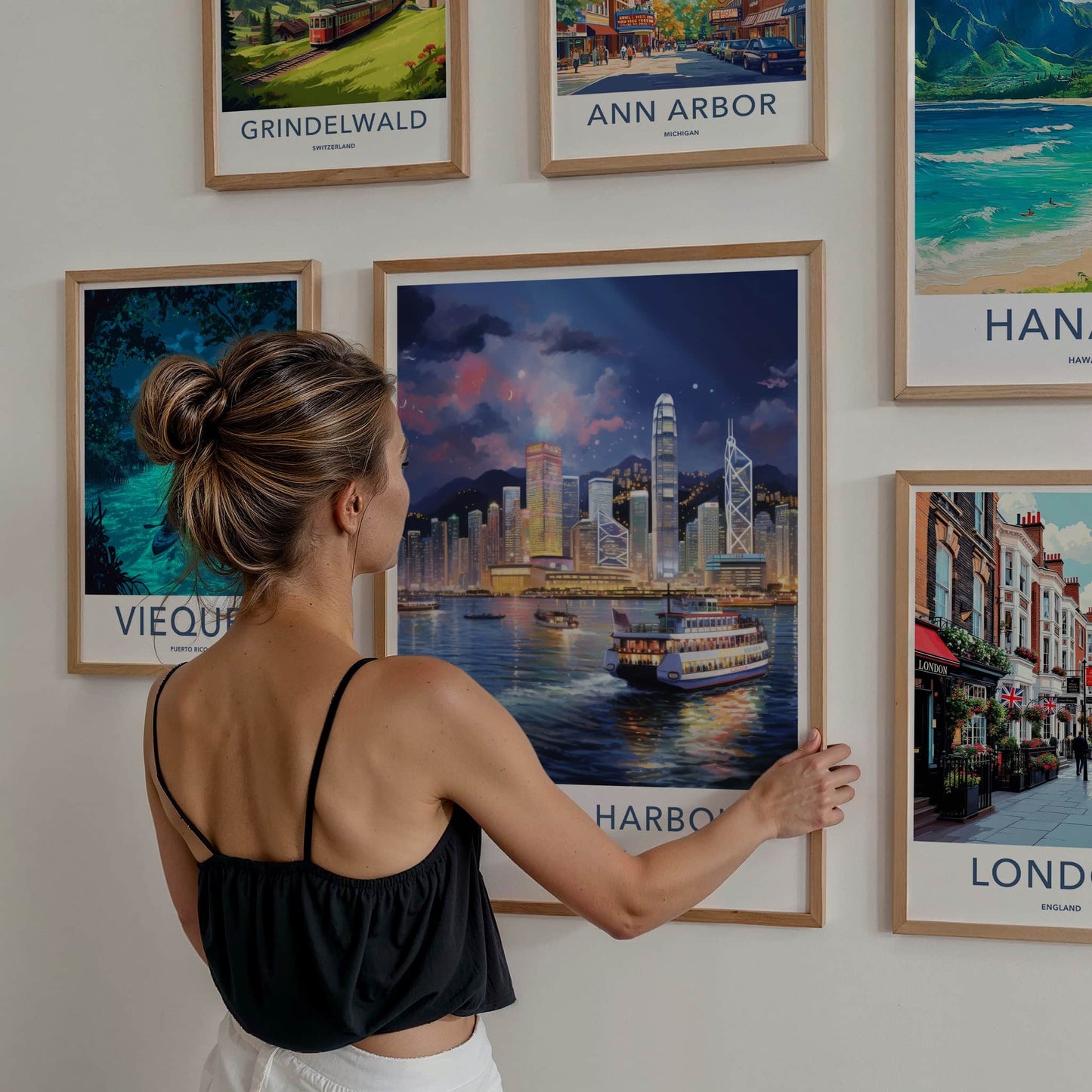 Victoria Harbour Poster - Hong Kong Wall Art - Vibrant City Skyline Home Decor