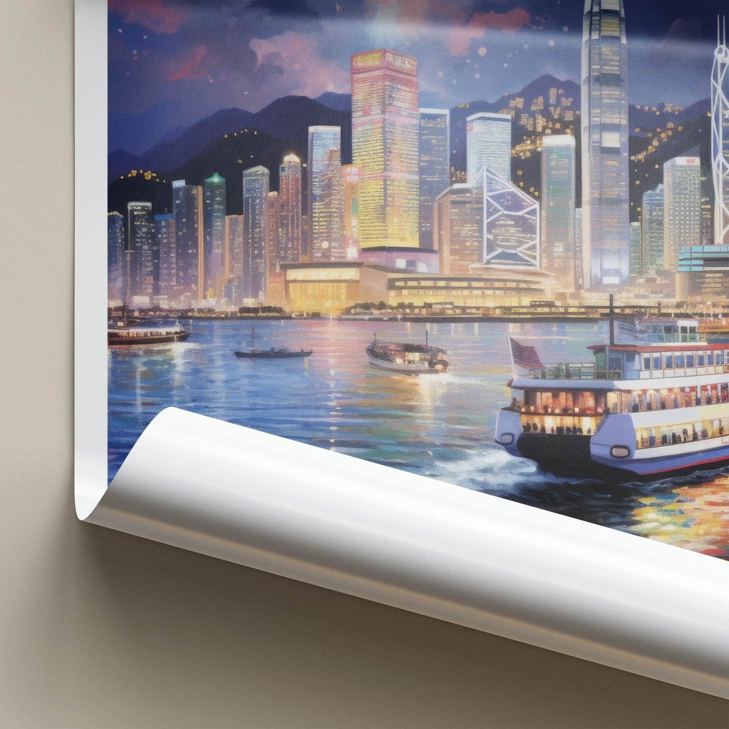 Victoria Harbour Poster - Hong Kong Wall Art - Vibrant City Skyline Home Decor