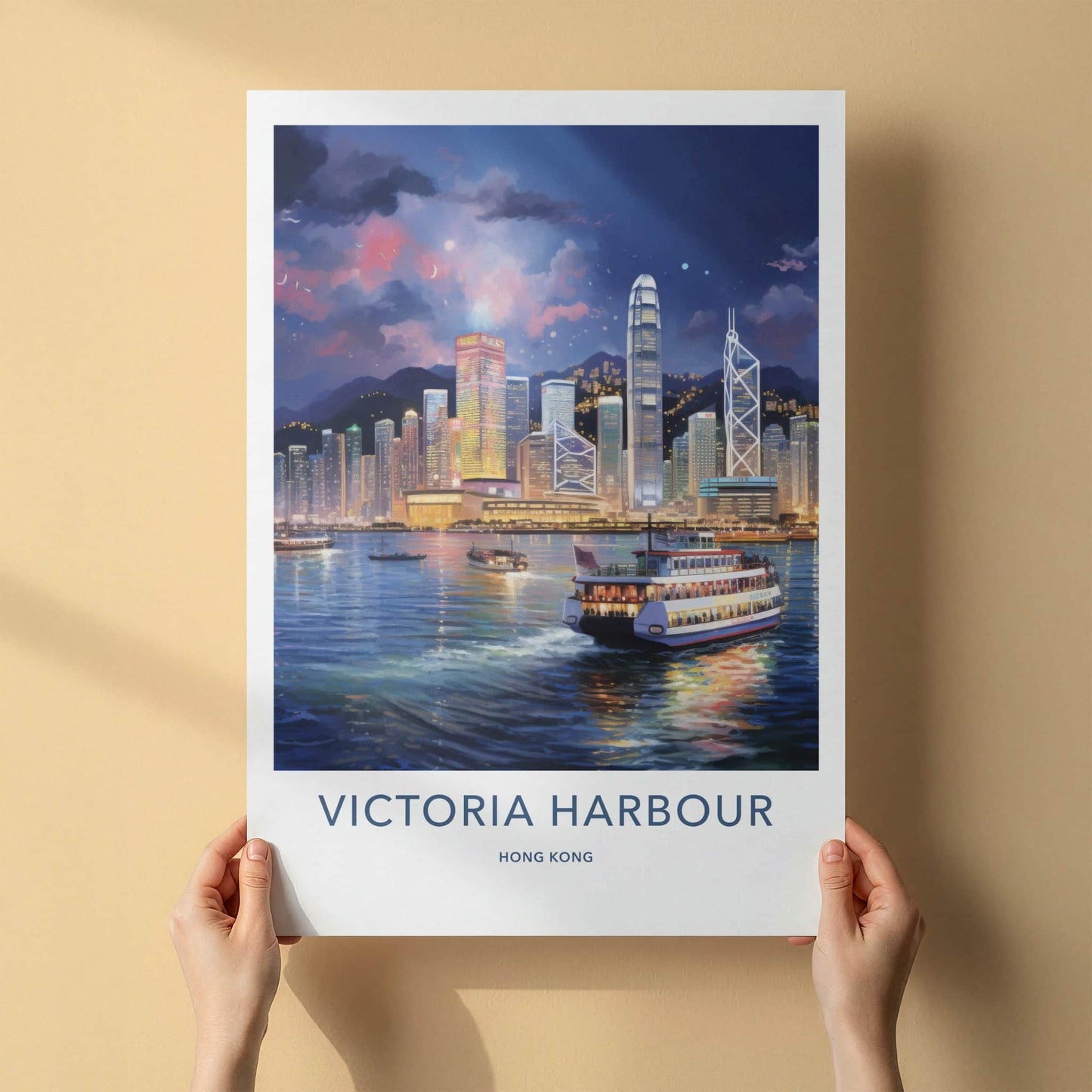 Victoria Harbour Poster - Hong Kong Wall Art - Vibrant City Skyline Home Decor