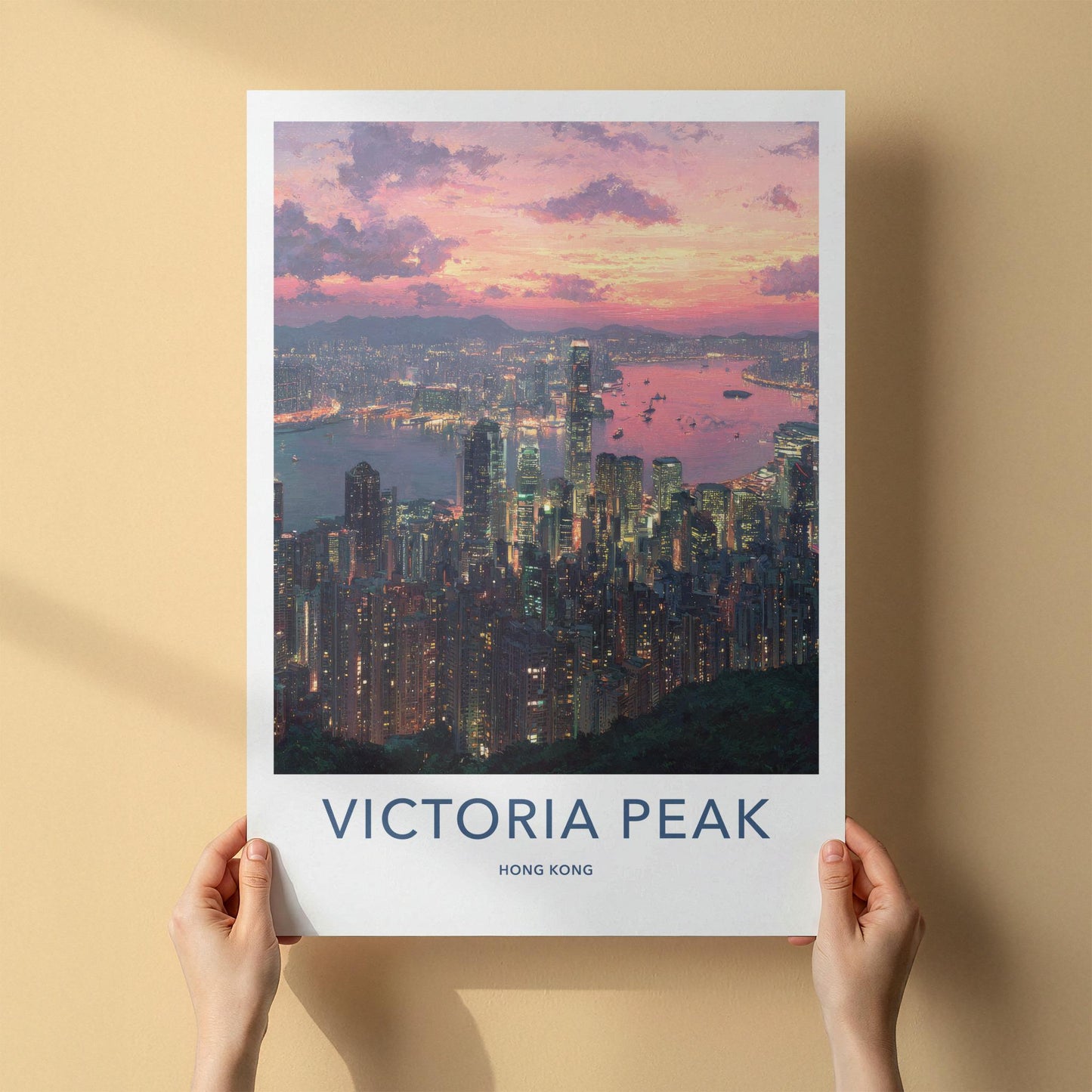 Victoria Peak Poster - Hong Kong Travel Art - Vibrant Urban Sunset Home Decor