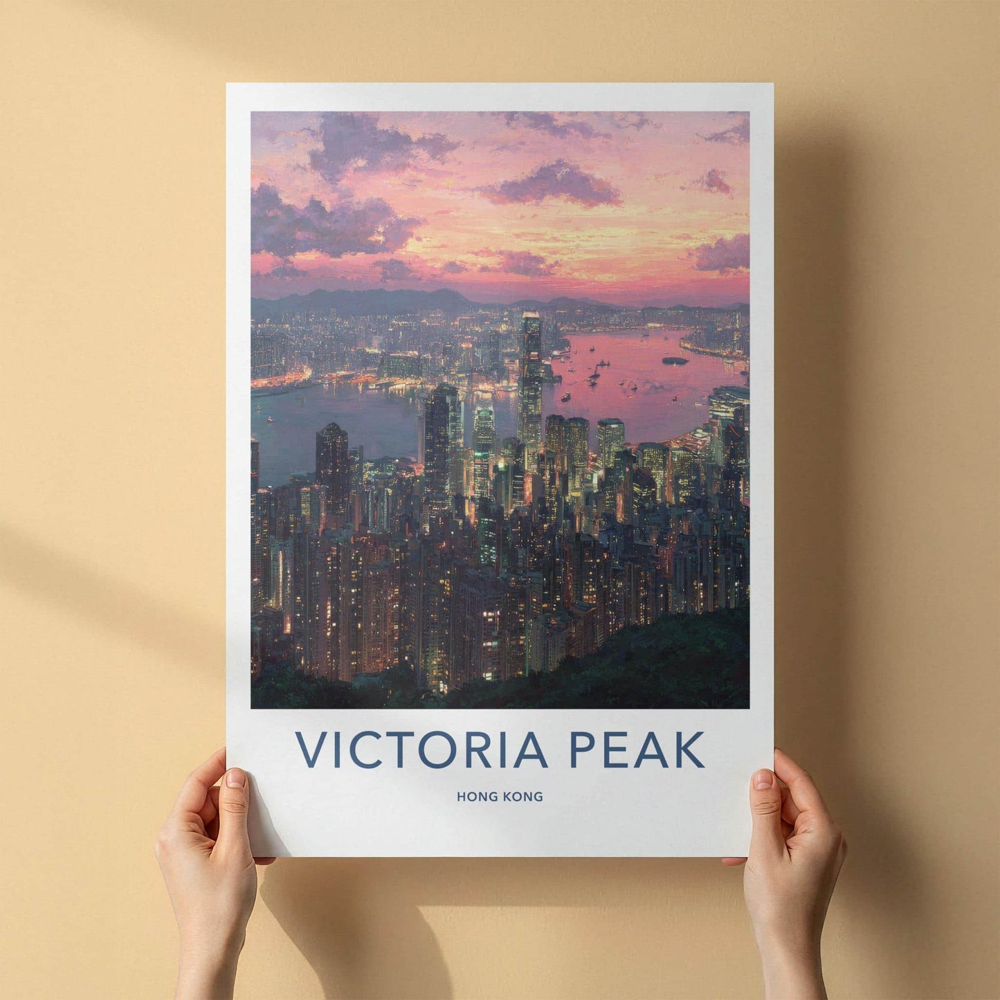 Victoria Peak Poster - Hong Kong Travel Art - Vibrant Urban Sunset Home Decor