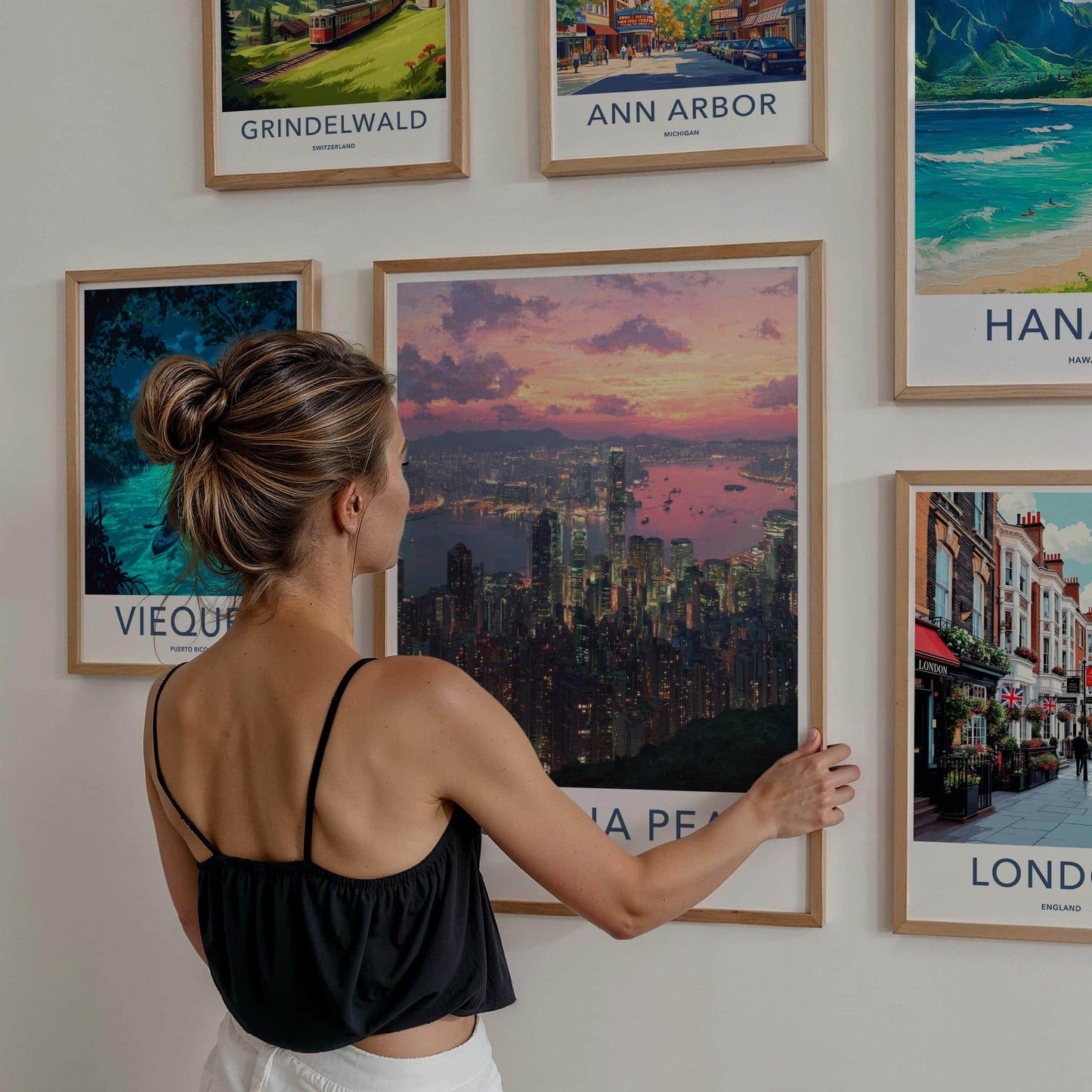 Victoria Peak Poster - Hong Kong Travel Art - Vibrant Urban Sunset Home Decor