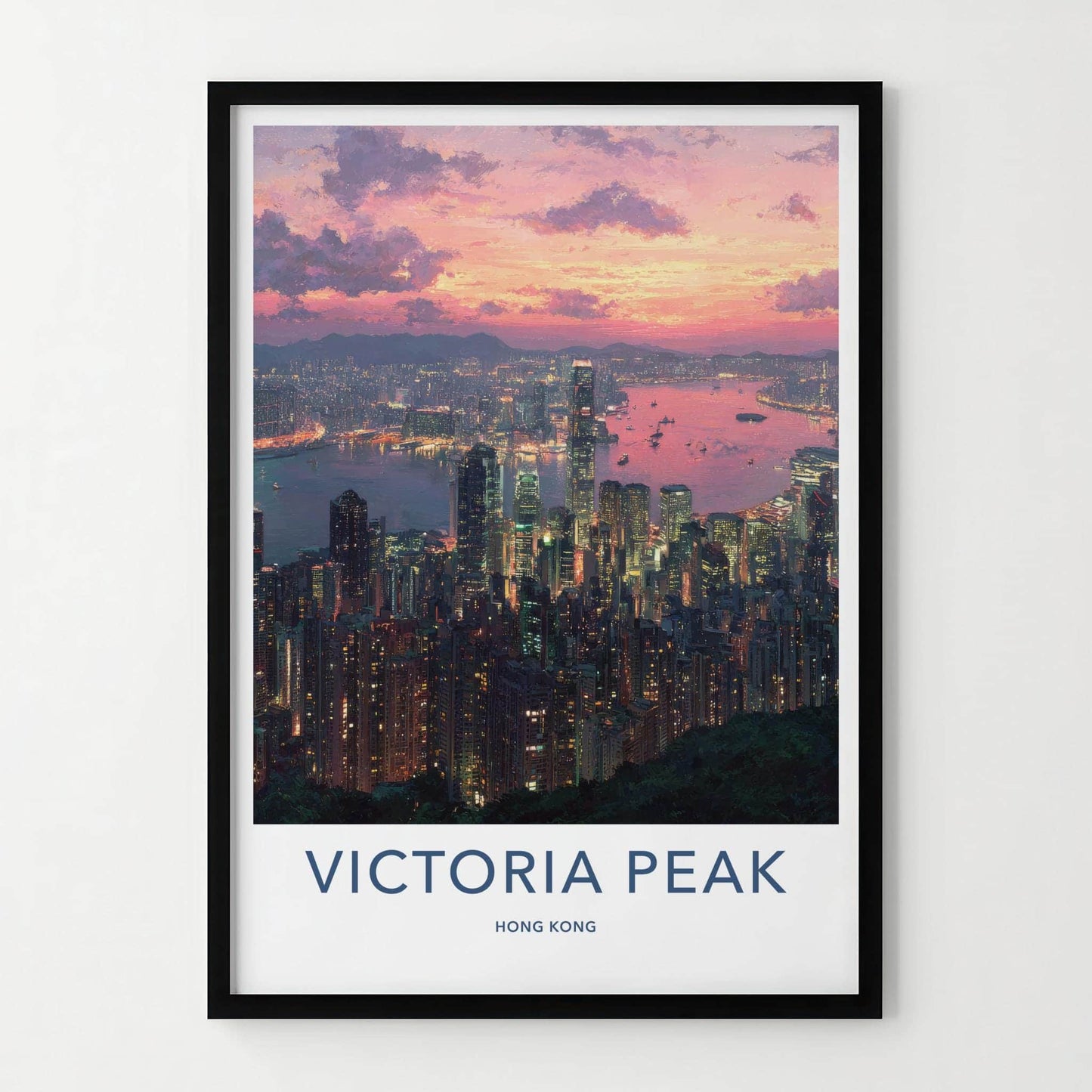 Victoria Peak Poster - Hong Kong Travel Art - Vibrant Urban Sunset Home Decor