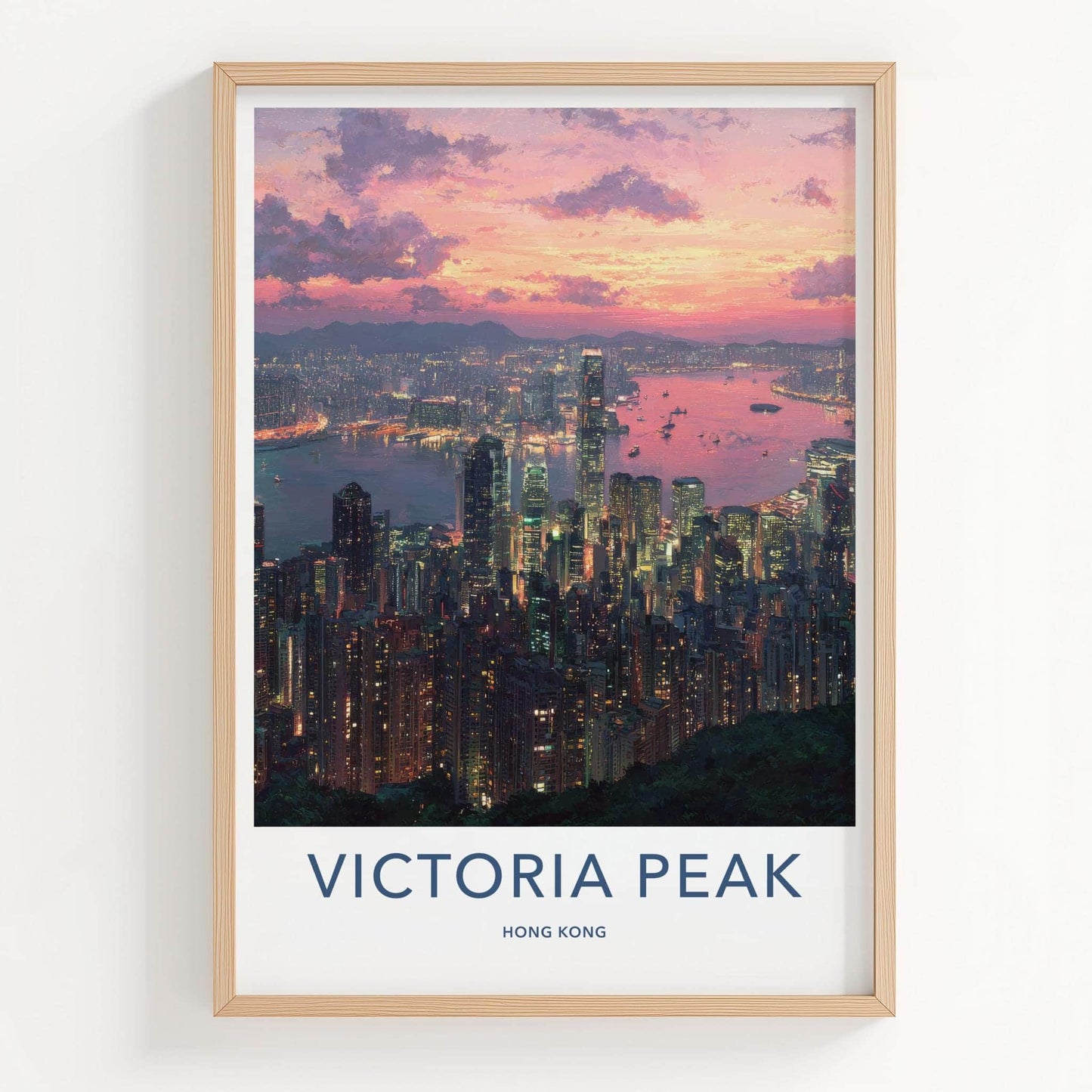 Victoria Peak Poster - Hong Kong Travel Art - Vibrant Urban Sunset Home Decor