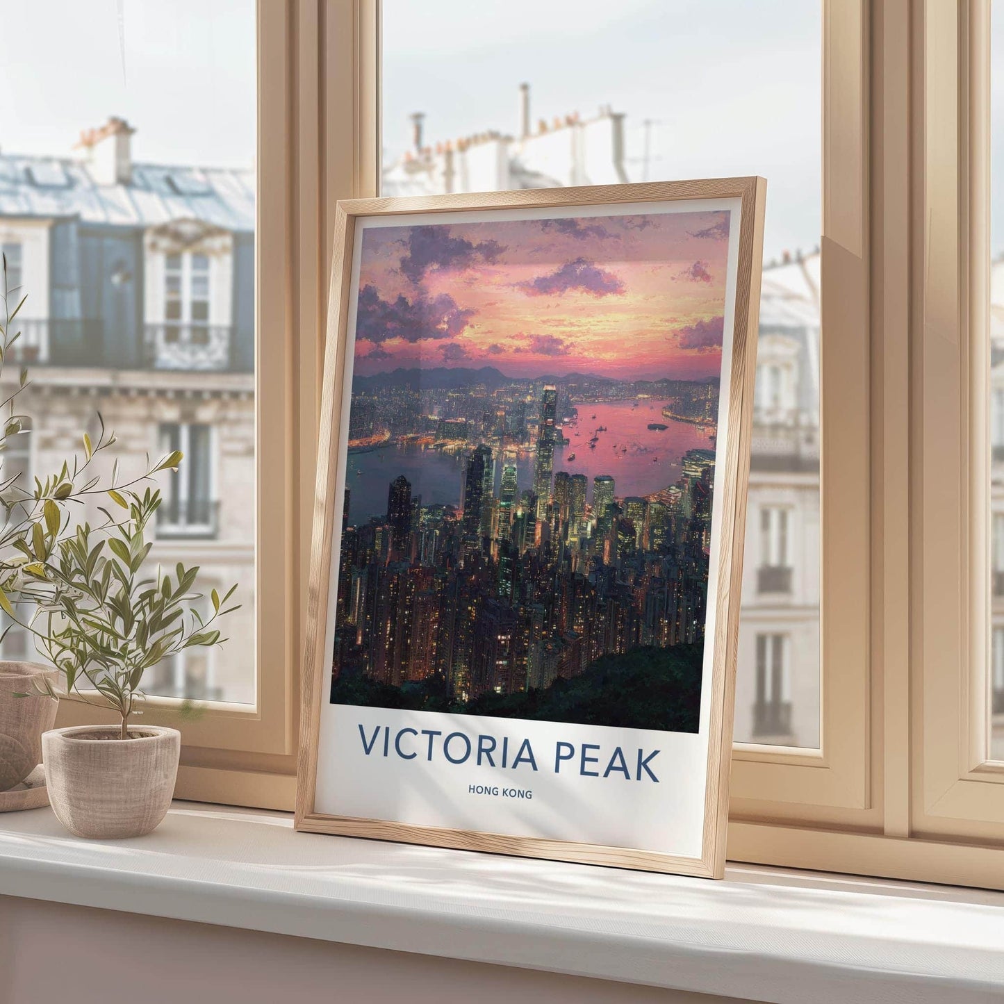 Victoria Peak Poster - Hong Kong Travel Art - Vibrant Urban Sunset Home Decor