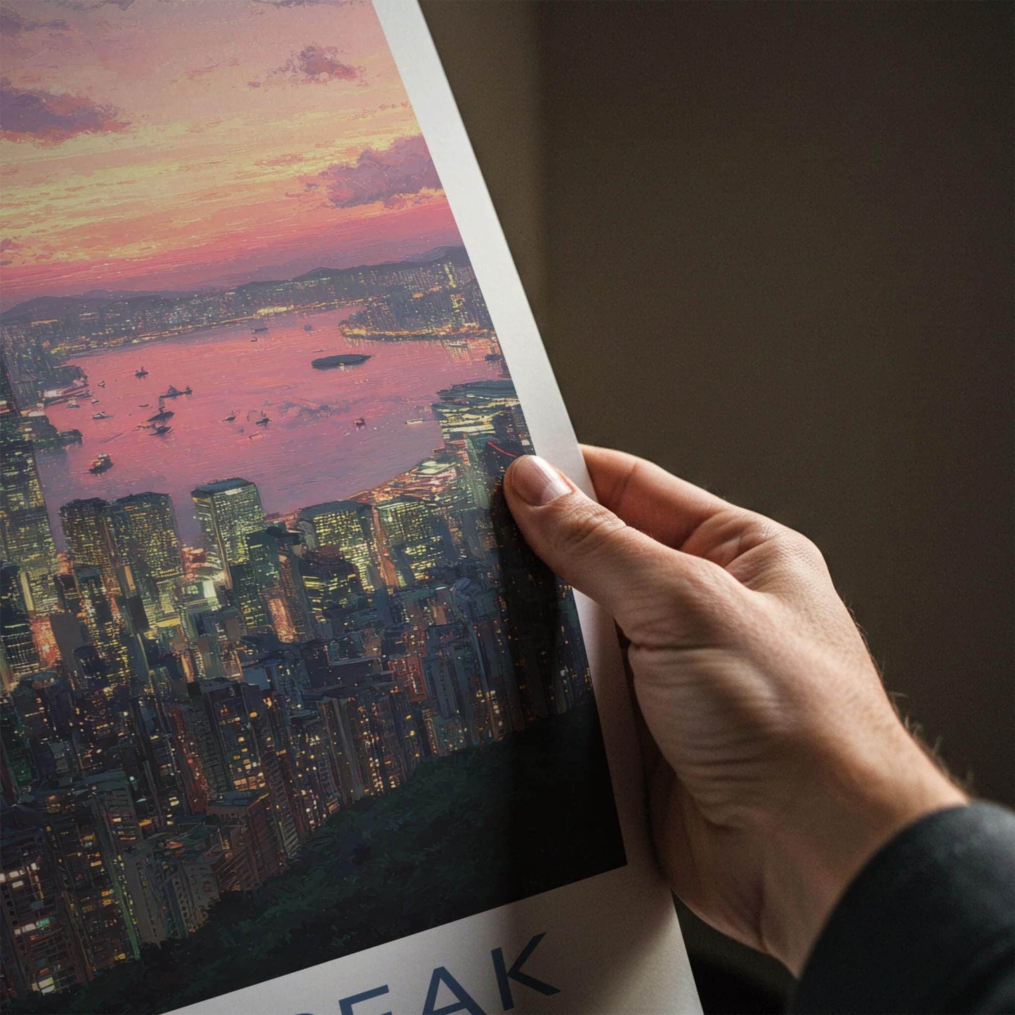 Victoria Peak Poster - Hong Kong Travel Art - Vibrant Urban Sunset Home Decor