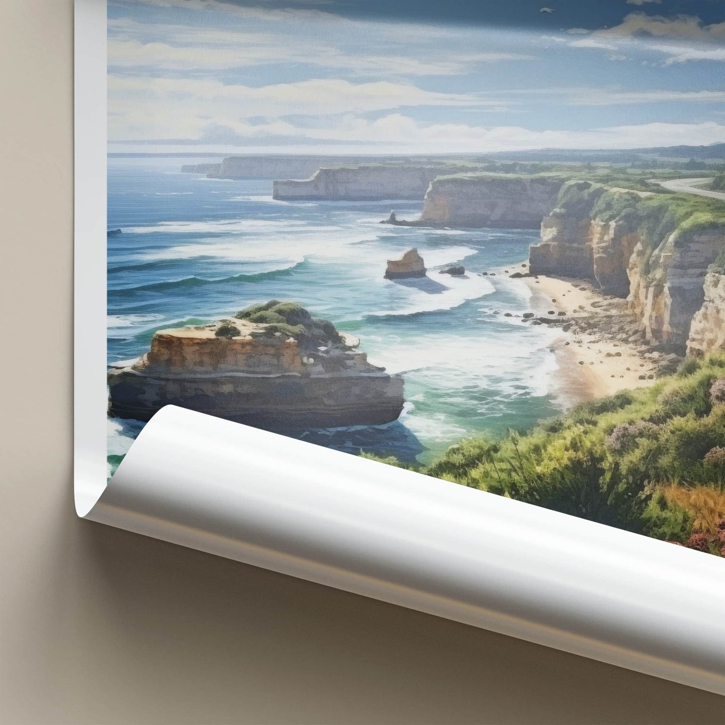 Victoria Poster - Australia Travel Art - Winding Coastal Road Home Decor