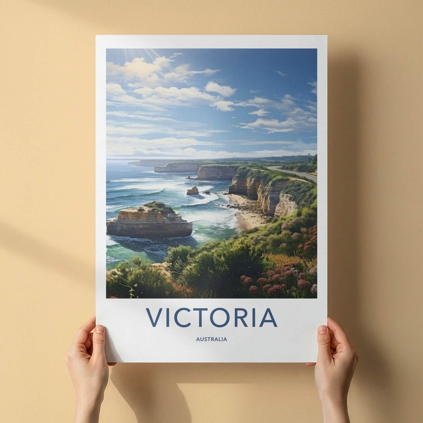 Victoria Poster - Australia Travel Art - Winding Coastal Road Home Decor