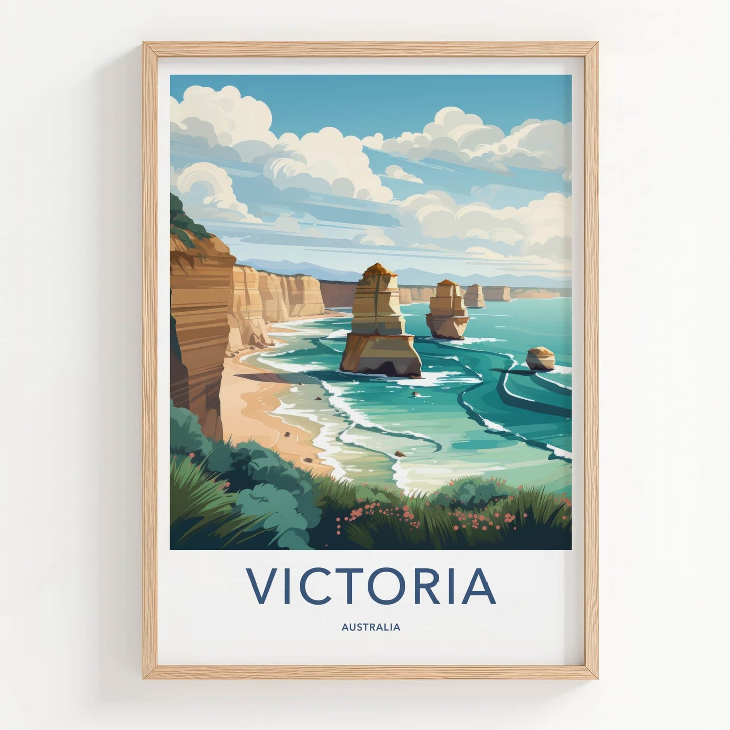 Victoria Poster - Australia Travel Print - Ocean Rock Stacks Framed Decor