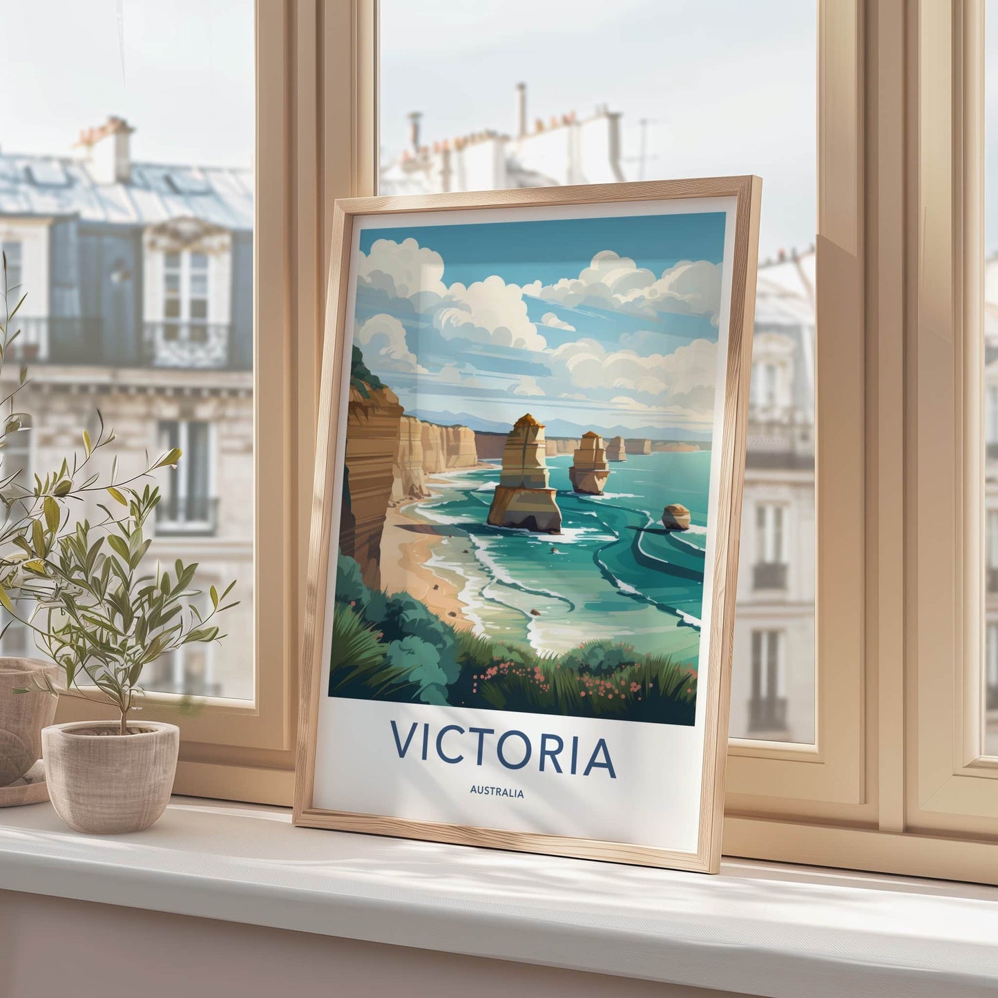 Victoria Poster - Australia Travel Print - Ocean Rock Stacks Framed Decor