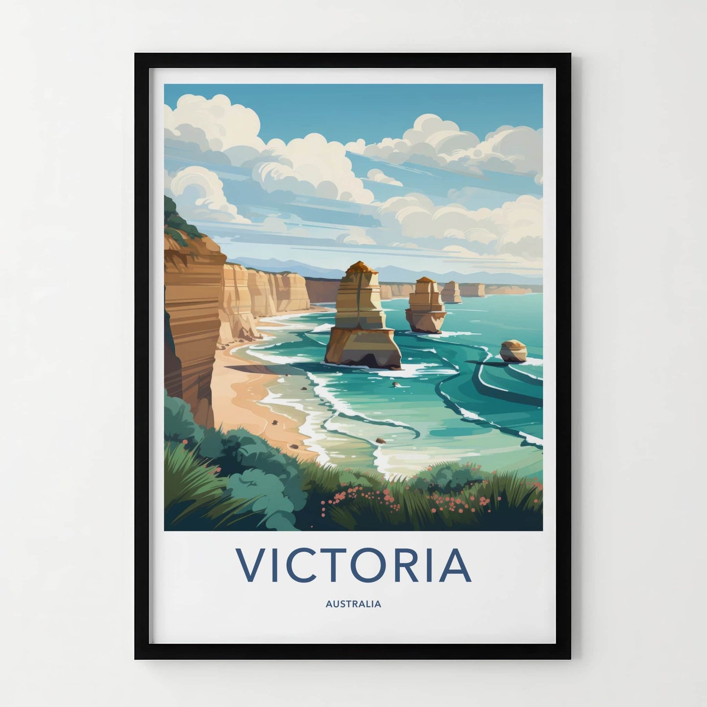 Victoria Poster - Australia Travel Print - Ocean Rock Stacks Framed Decor