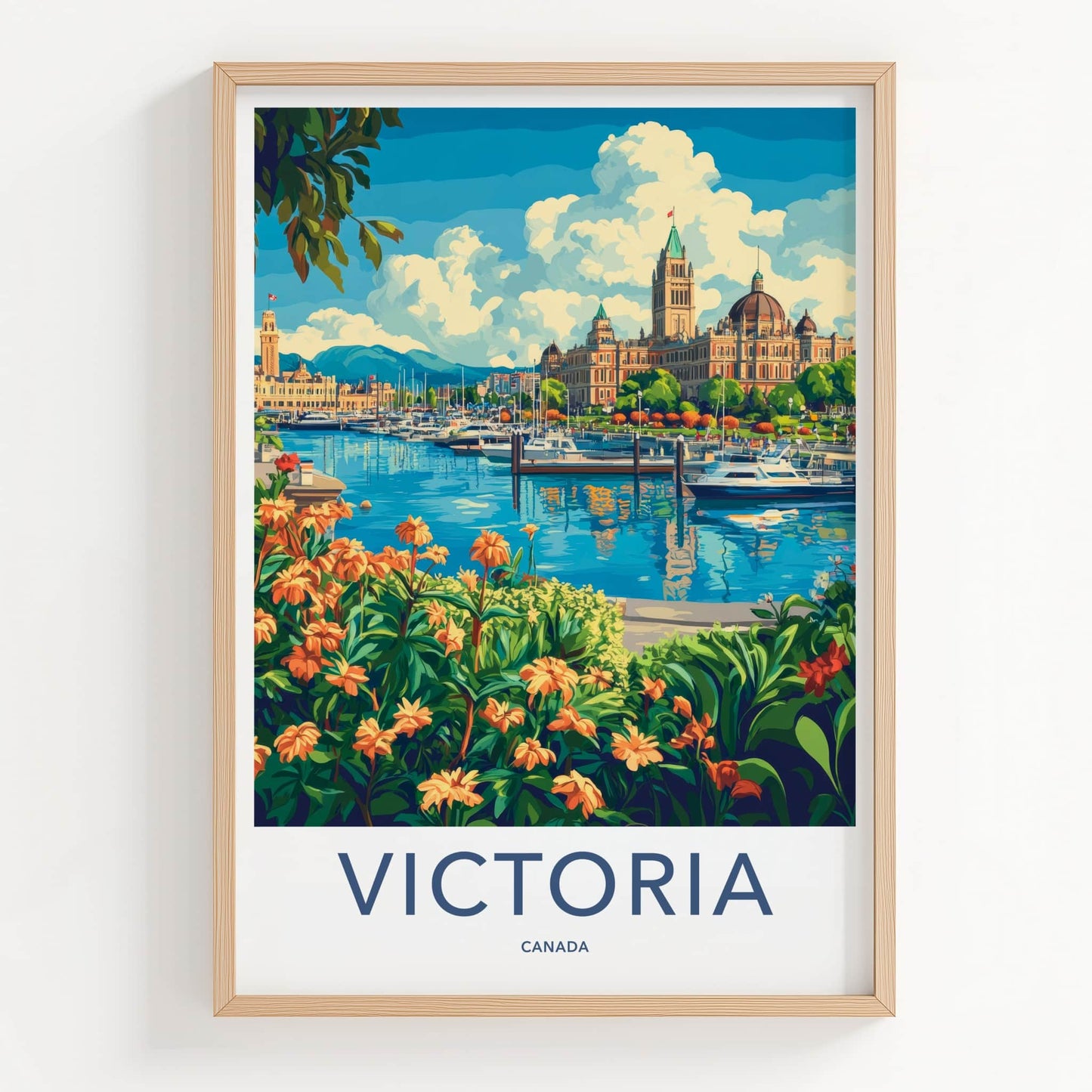 Victoria Poster - Canada Travel Art - Vibrant Harbor Panorama Home Decor