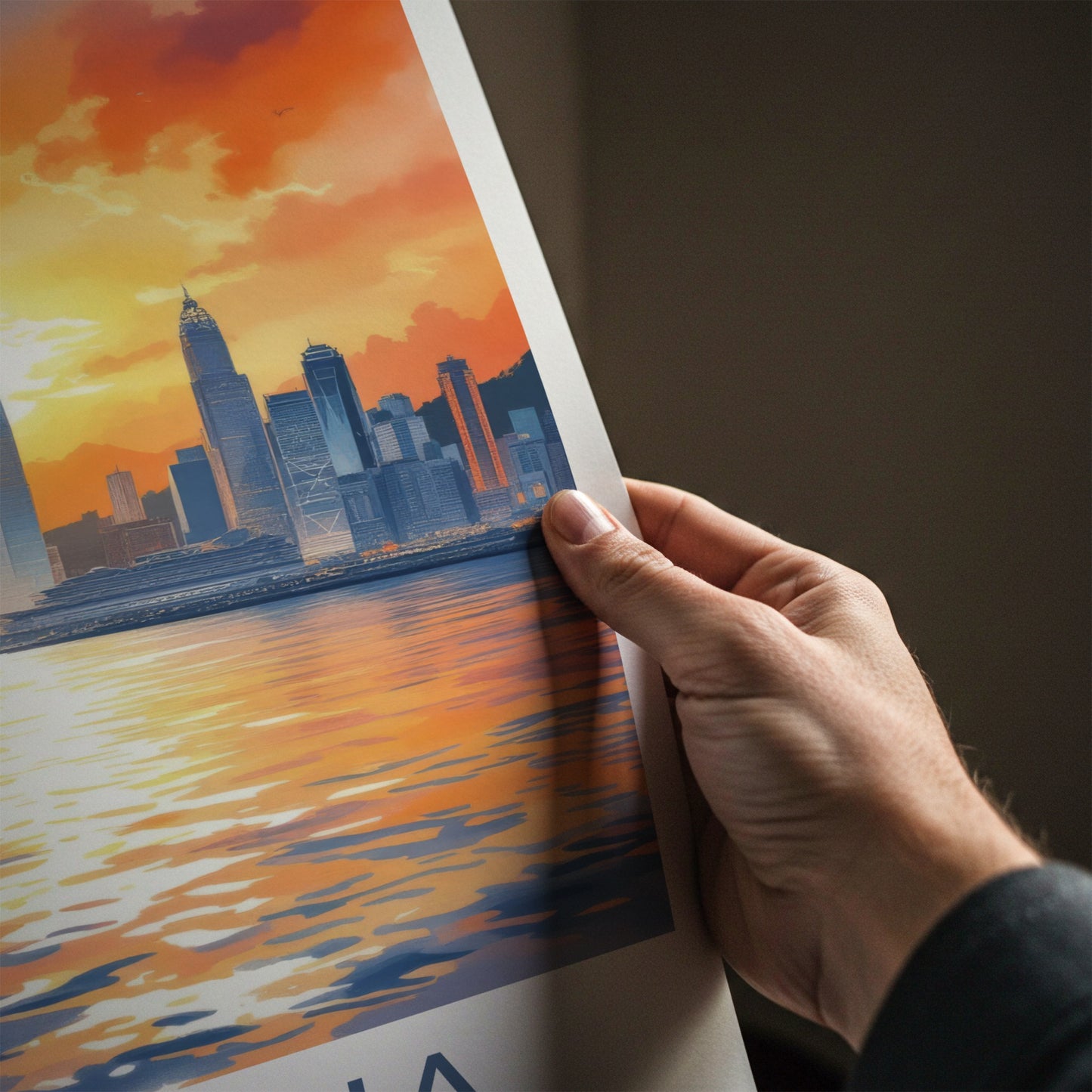 Victoria Poster - Hong Kong Framed Art - Red Sail Sunset Home Decor