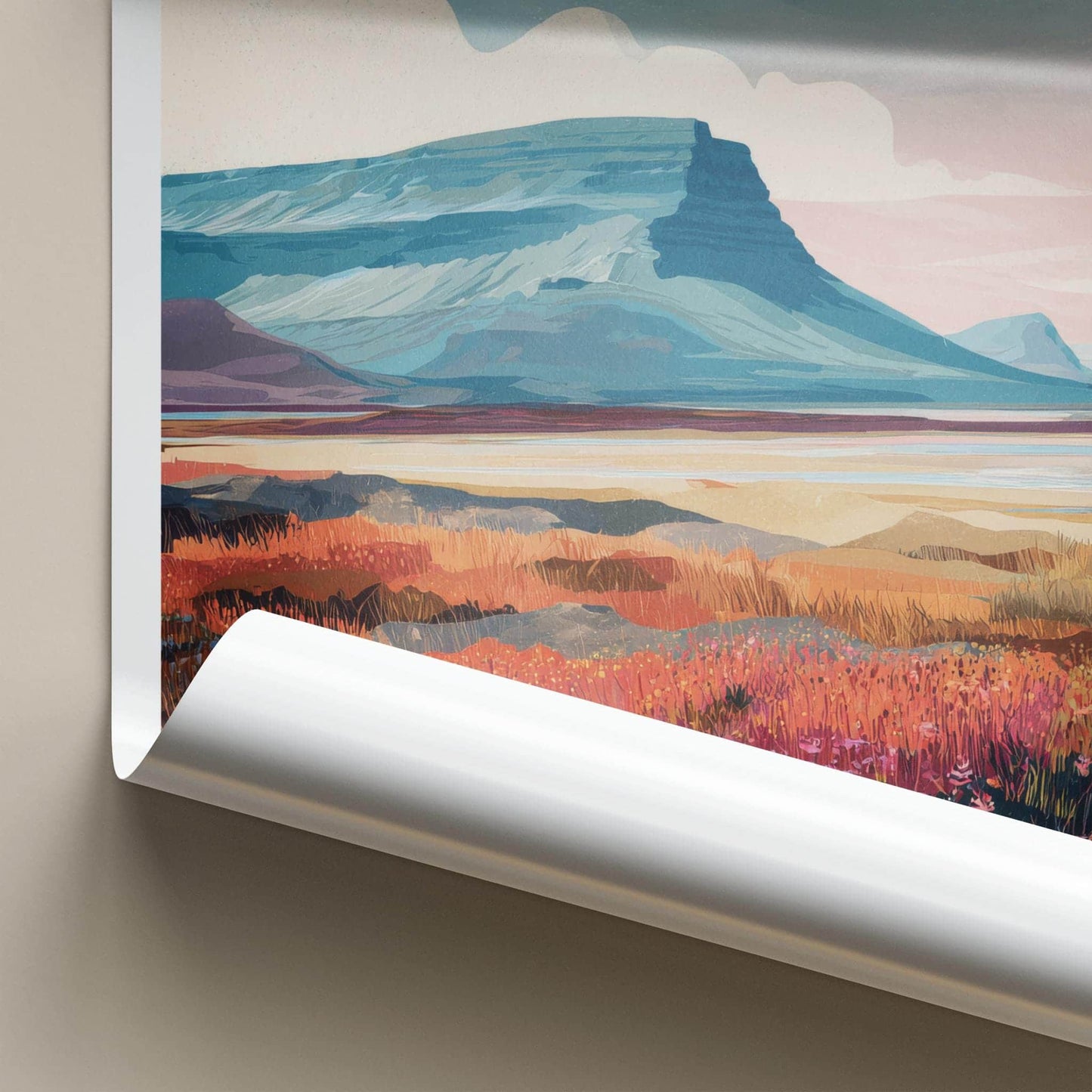 Vidareidi Poster - Faroe Islands Travel Art - Rugged Mountain Scenery Wall Decor