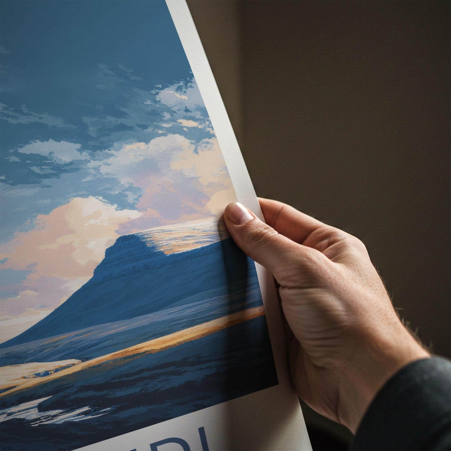 Vidareidi Poster - Faroe Islands Travel Art - Vivid Mountain Stream Wall Decor