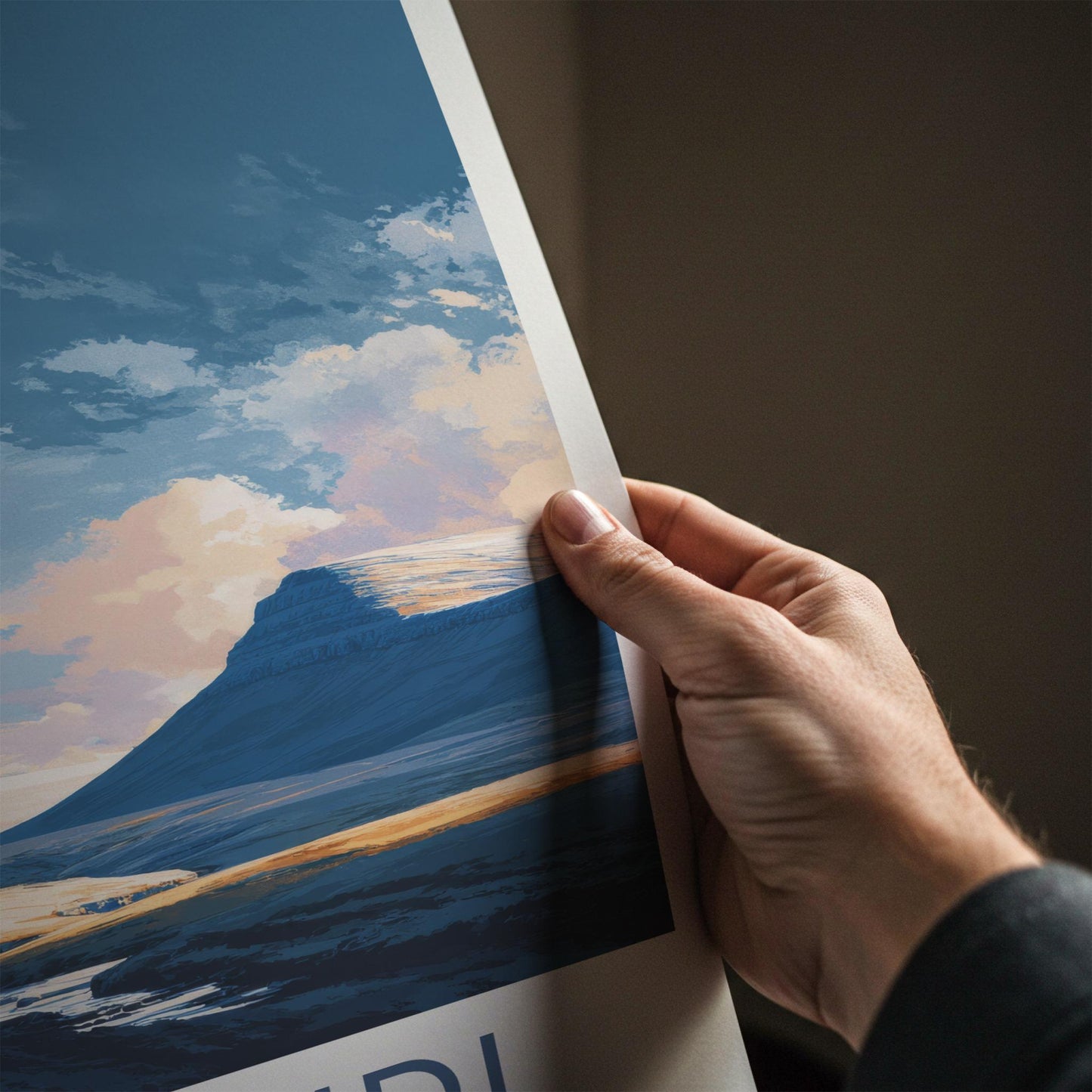 Vidareidi Poster - Faroe Islands Travel Art - Vivid Mountain Stream Wall Decor