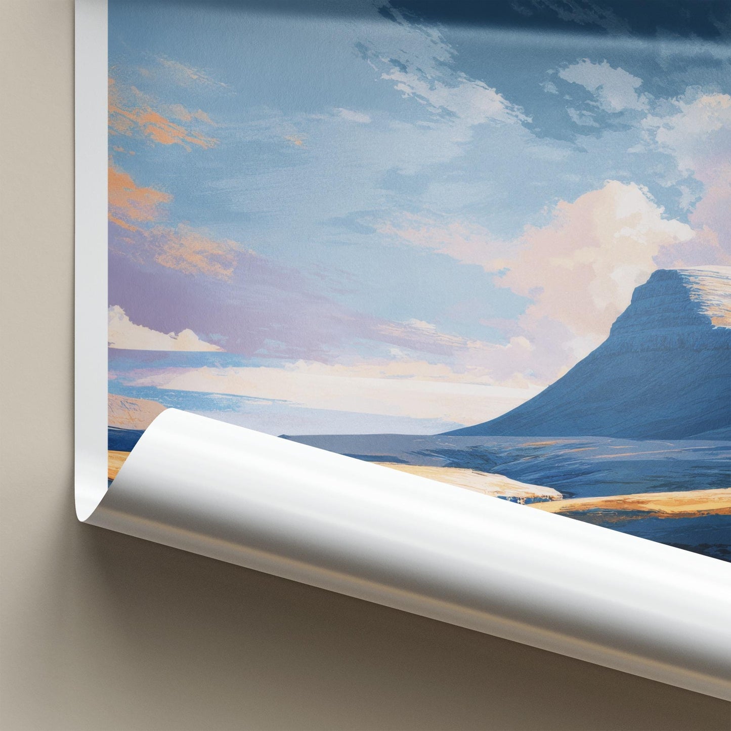 Vidareidi Poster - Faroe Islands Travel Art - Vivid Mountain Stream Wall Decor