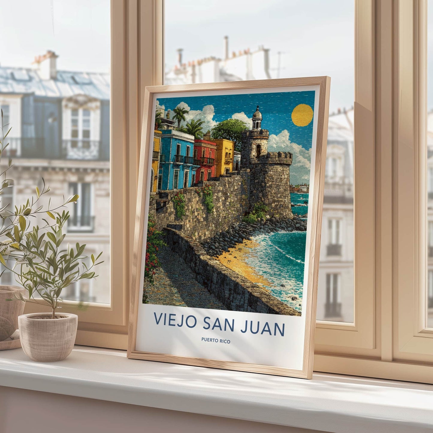 Viejo San Juan Poster Puerto Rico Coastal Fortress Wall Decor