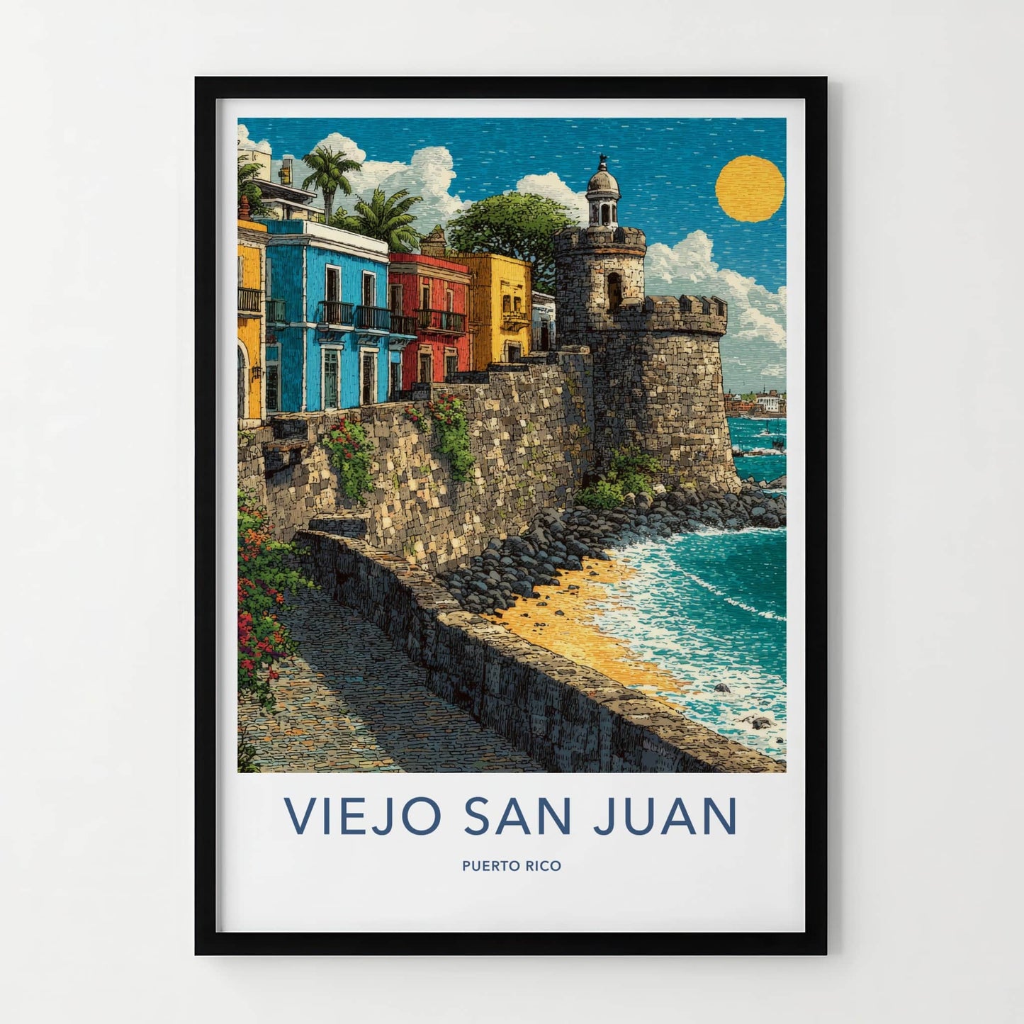 Viejo San Juan Poster Puerto Rico Coastal Fortress Wall Decor