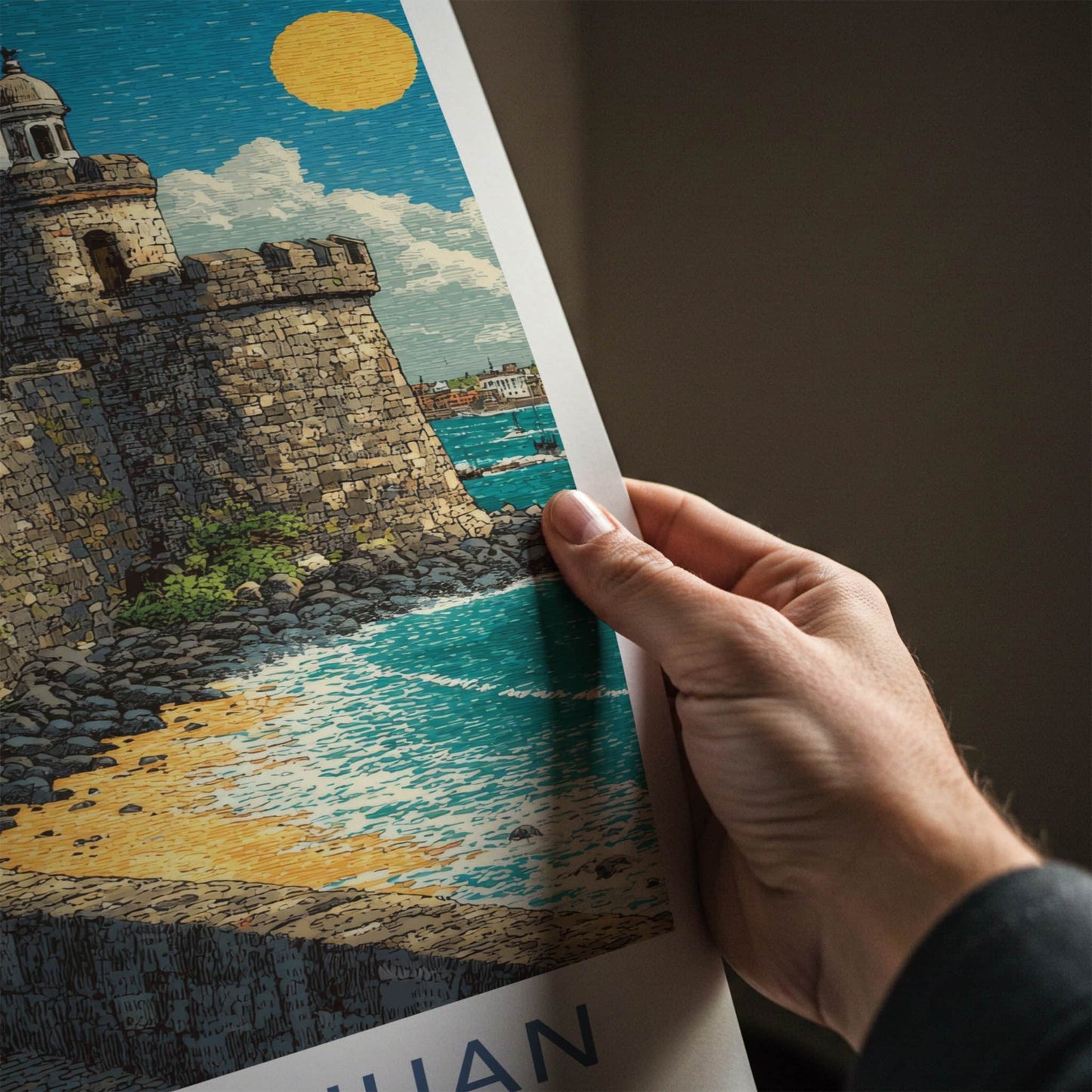 Viejo San Juan Poster Puerto Rico Coastal Fortress Wall Decor