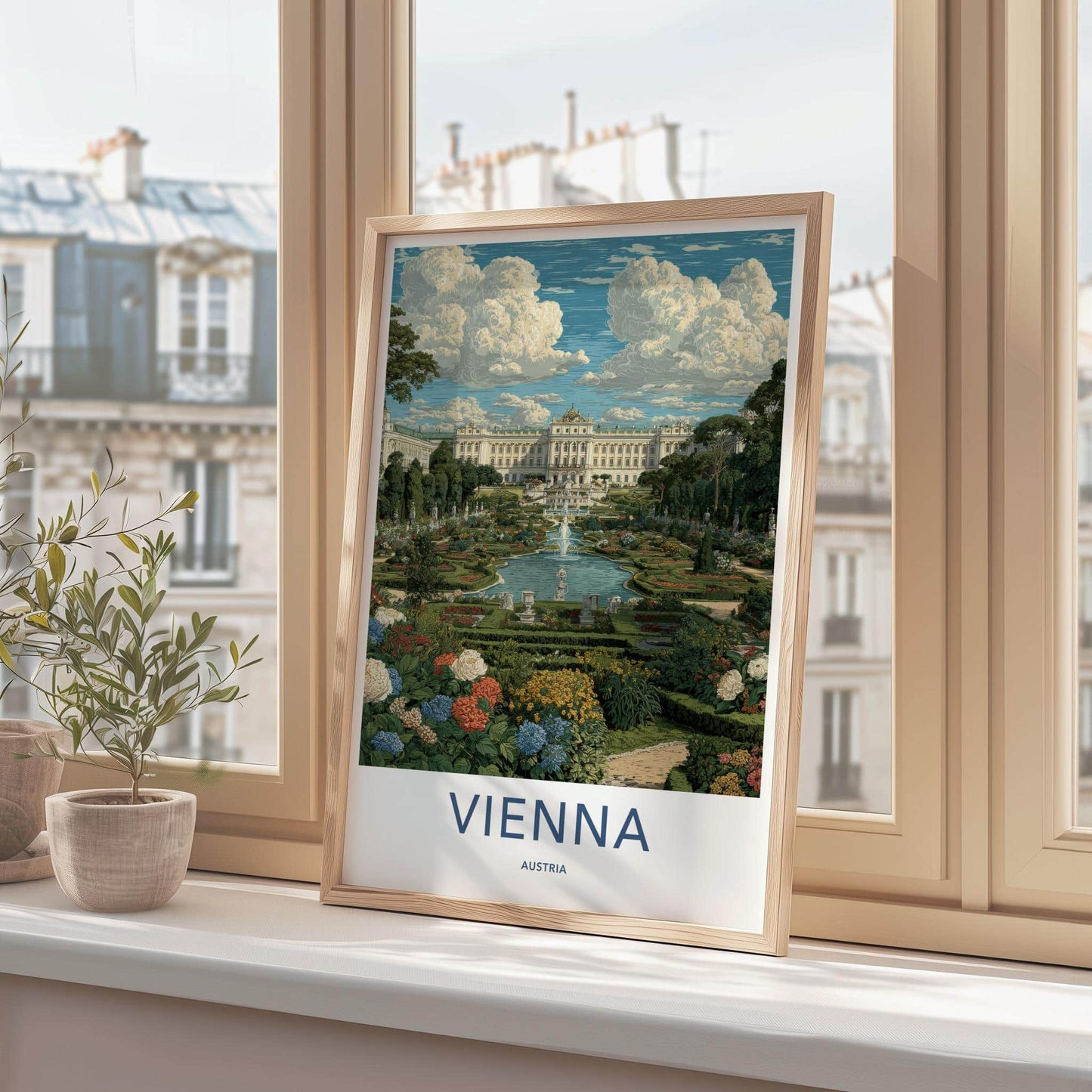 Vienna Poster - Austria Travel Art - Grand Palace Gardens Home Decor